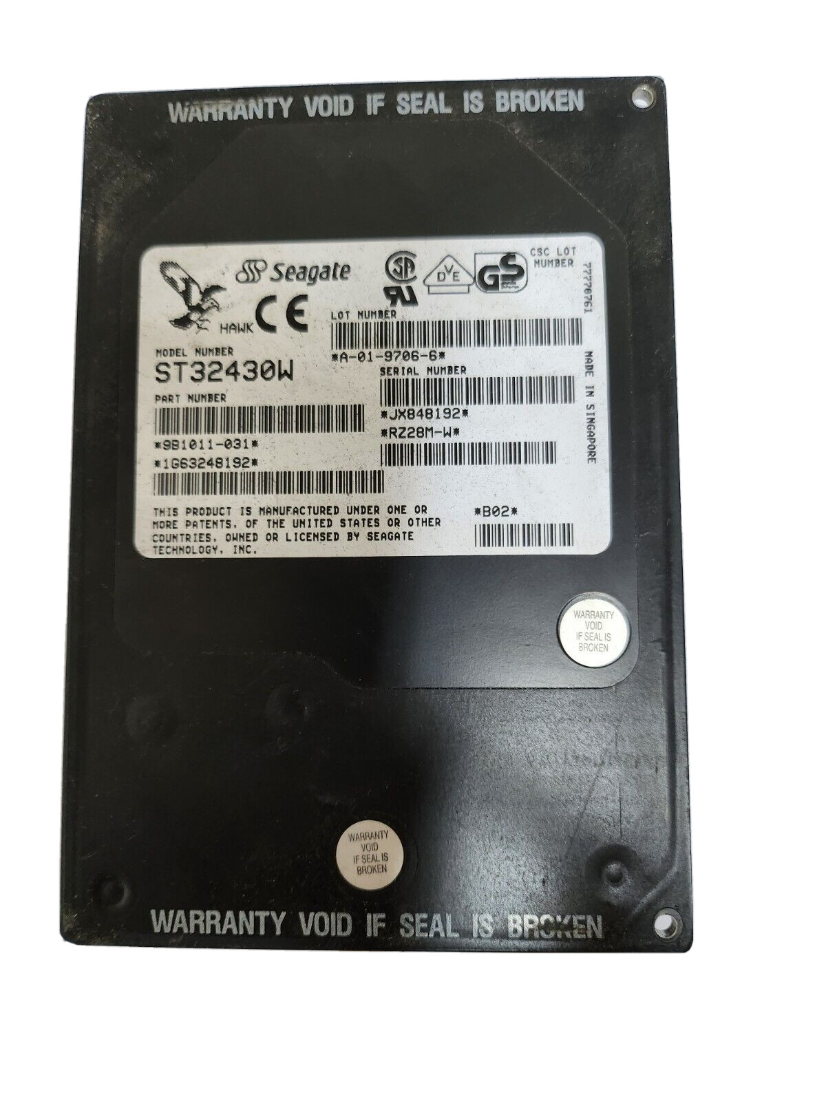 Seagate ST32430W DEC RZ28M-W 2.1GB 68-Pin 5400 RPM SCSI 3.5" Hard Disk Drive
