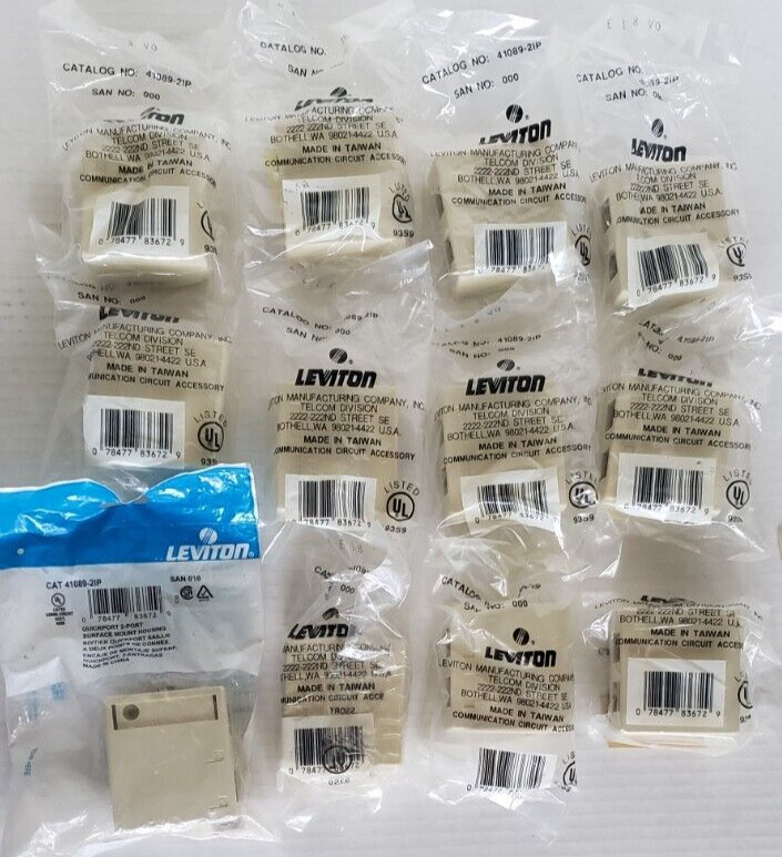 Lot of 12   LEVITON 41089-2IP QUICKPORT 2-PORT SURFACE MOUNT BOX HOUSING IVORY