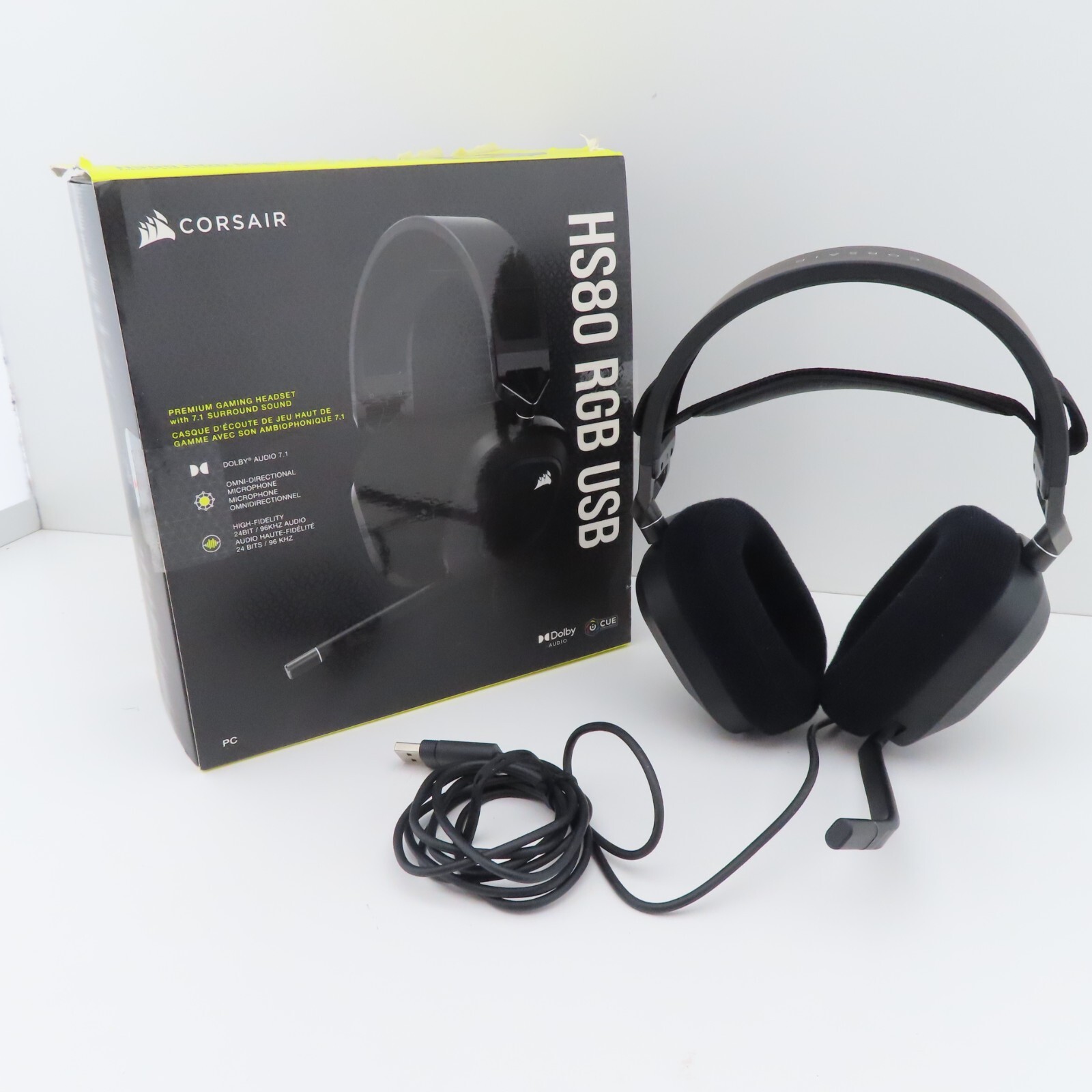 Corsair HS80 RGB USB Premium Wired Gaming Headset W/ Dolby Audio Surround Sound