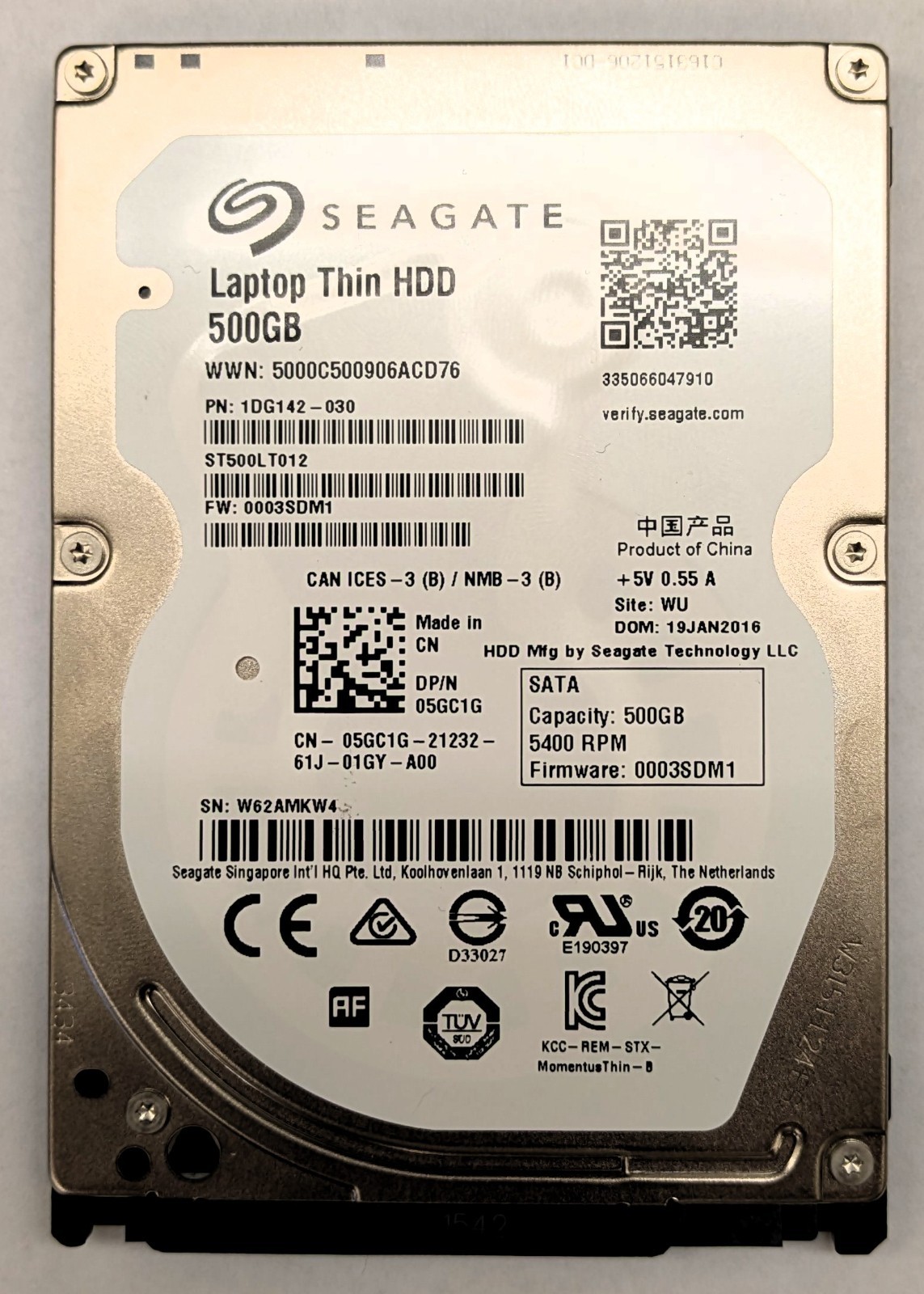 Seagate Laptop Thin HDD 500GB 2.5" SATA 5400RPM Hard Drive ST500LT012