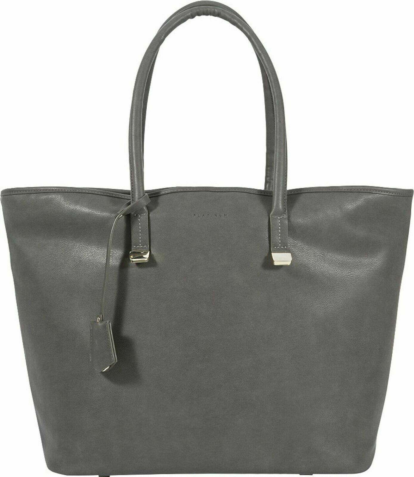 NEW Platinum Avenue Gray Faux Leather Tote Bag for 15” Laptops PT-MWTBG2