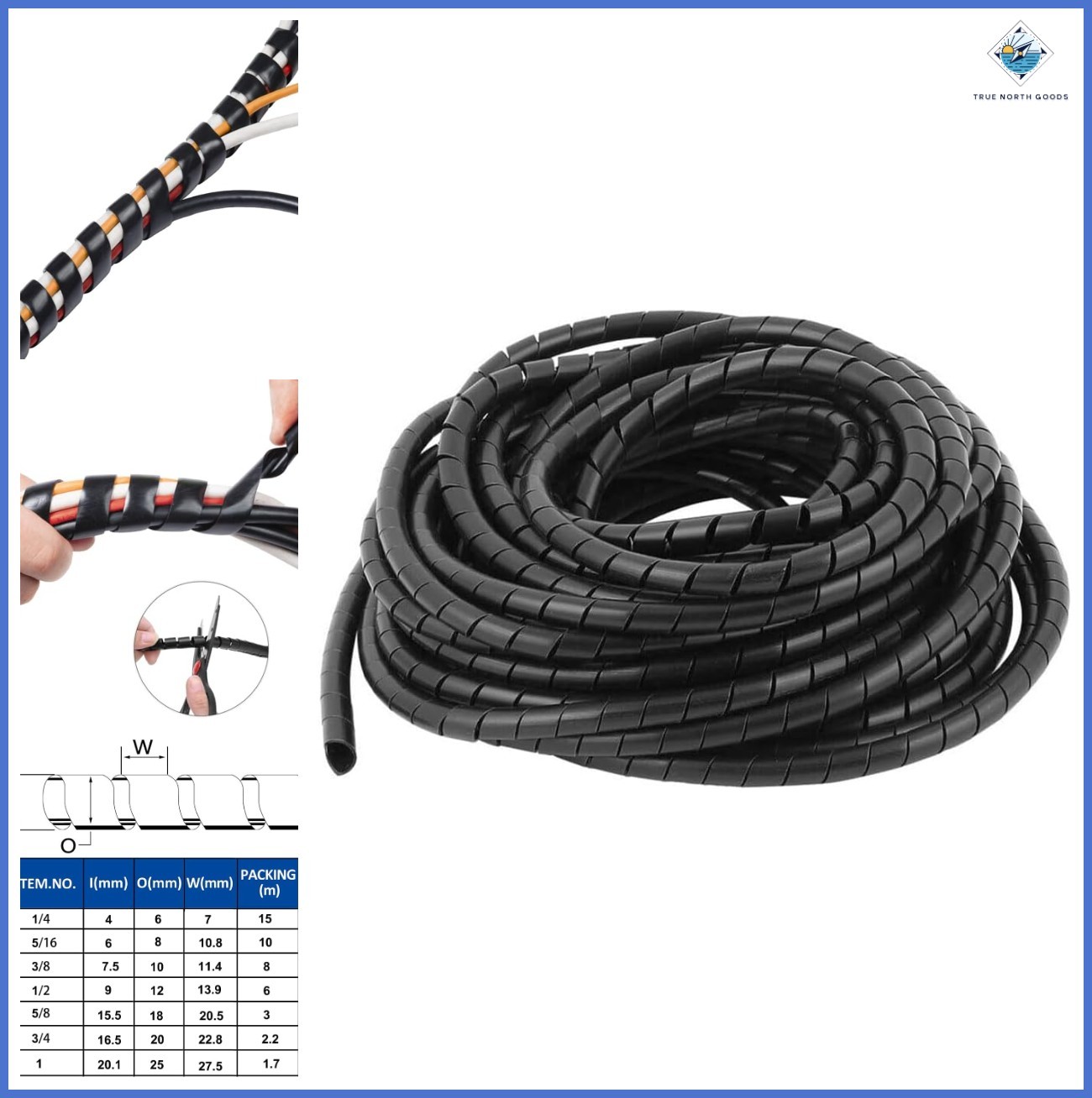 Spiral Cable Wrap Sleeve 1/2" x 18 Ft Cord Organizer for Taming Wires