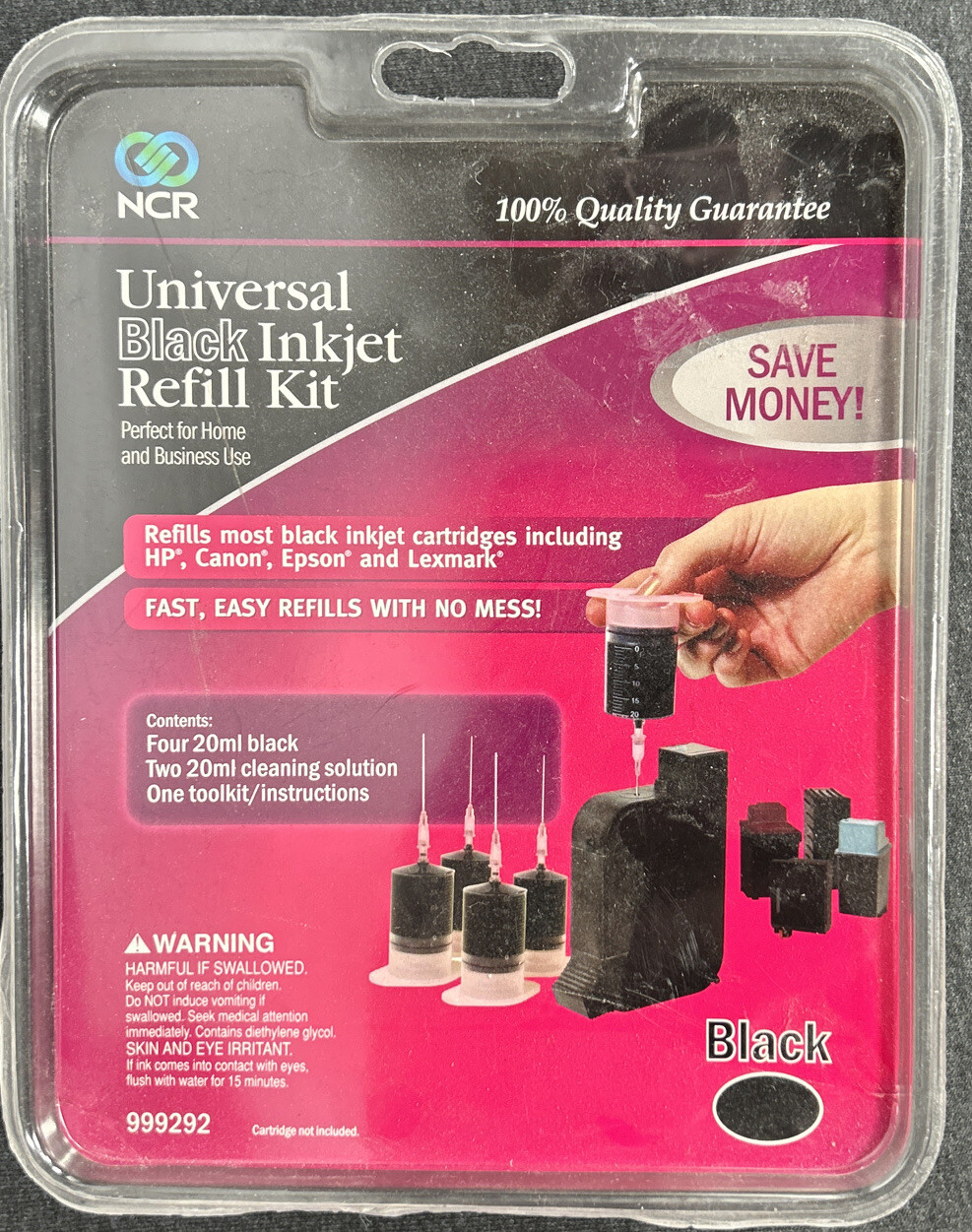 NCR Universal Ink Jet Black Refill Kit 999292 *NEW E9B