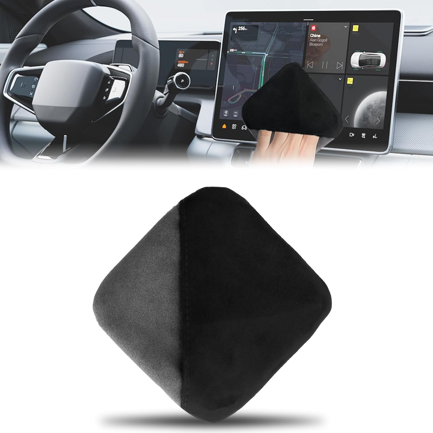 Car Screen Cleaner,Foldable Car Screen Cleaner Cloth,Square Microfiber Auto Scre