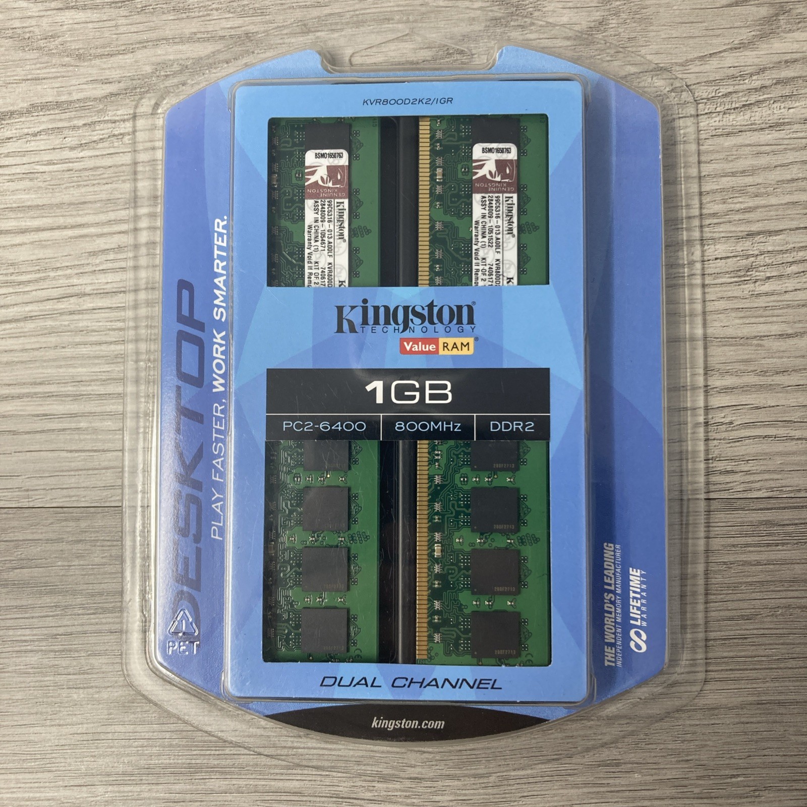 Kingston Technology Value RAM 1GB DDR2 800MHz (PC2-6400) KVR800D2K2/1GR NEW
