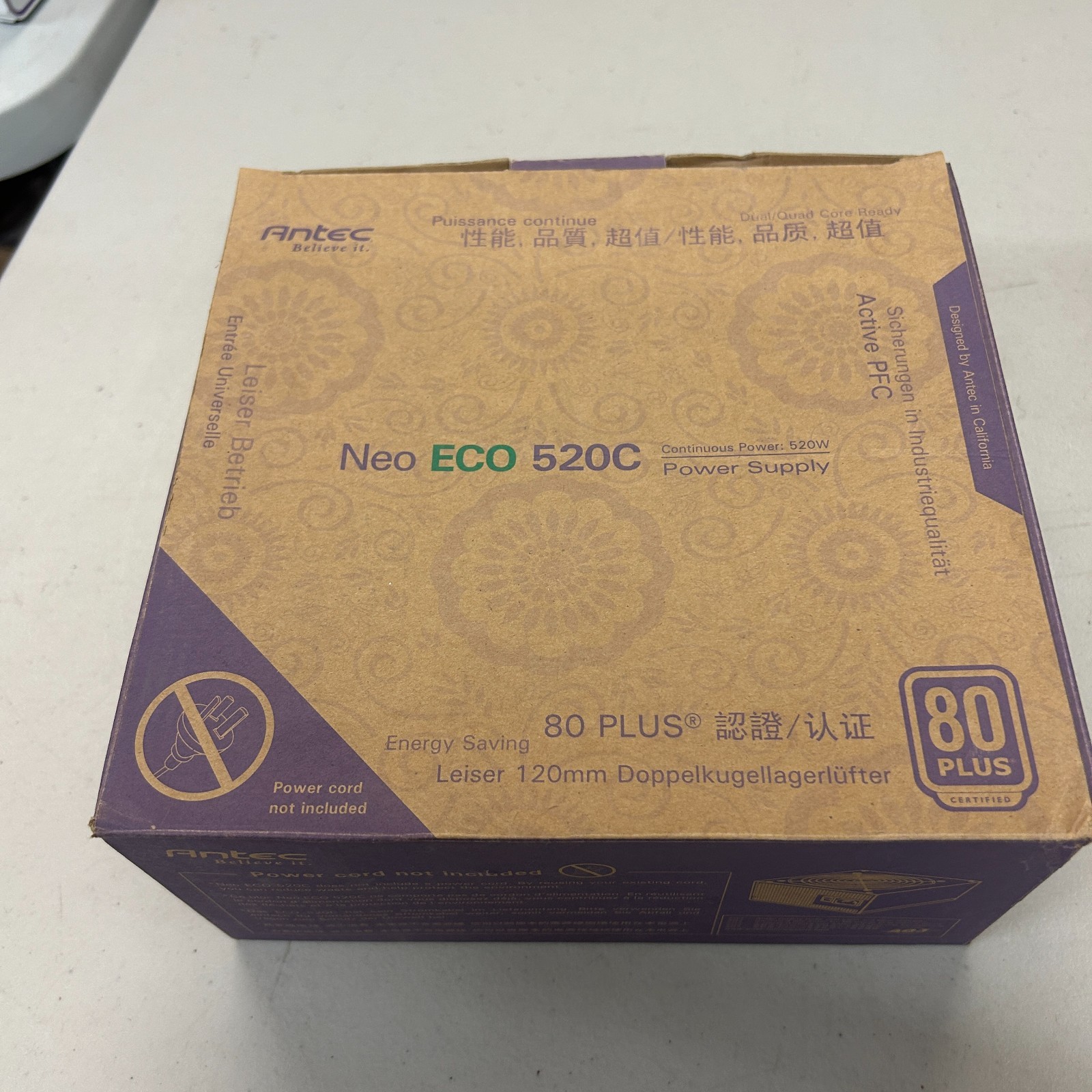 Antec Neo ECO 520C ATX Power Supply Continuous 520W 80 Plus Brand New