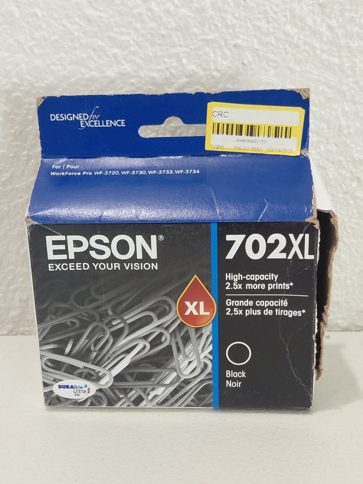 New - Epson DURABrite Ultra Black Ink Cartridge T702XL120 702XL Exp. 01/2027