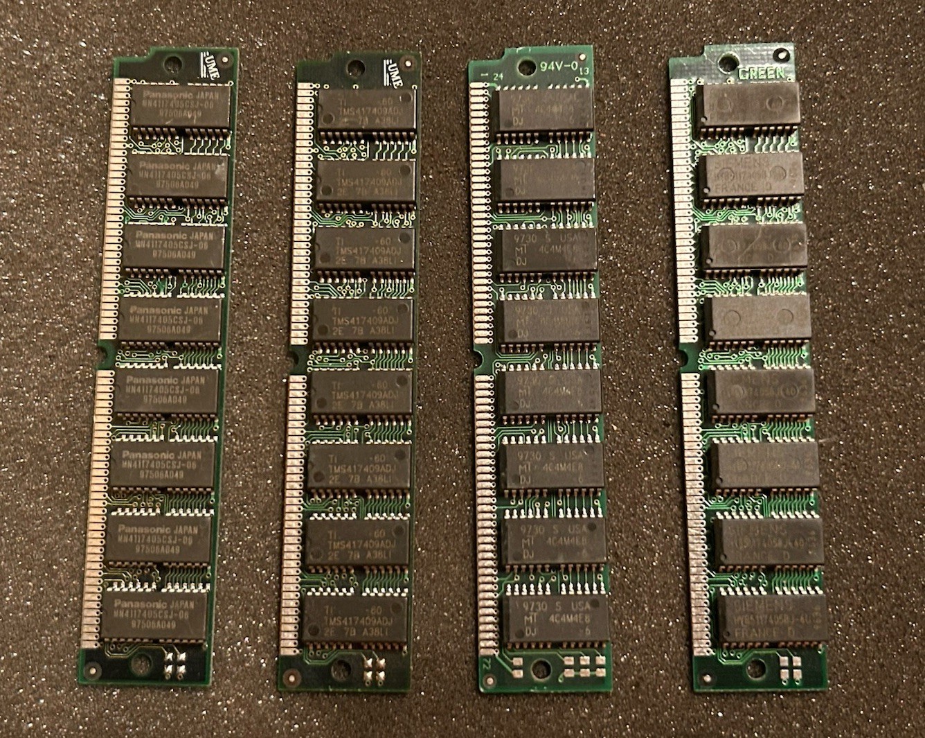 52MB Lot 4x Vintage 72 Pin SIMM RAM 16MB TI Panasonic 4MB Micron Retro PC Memory