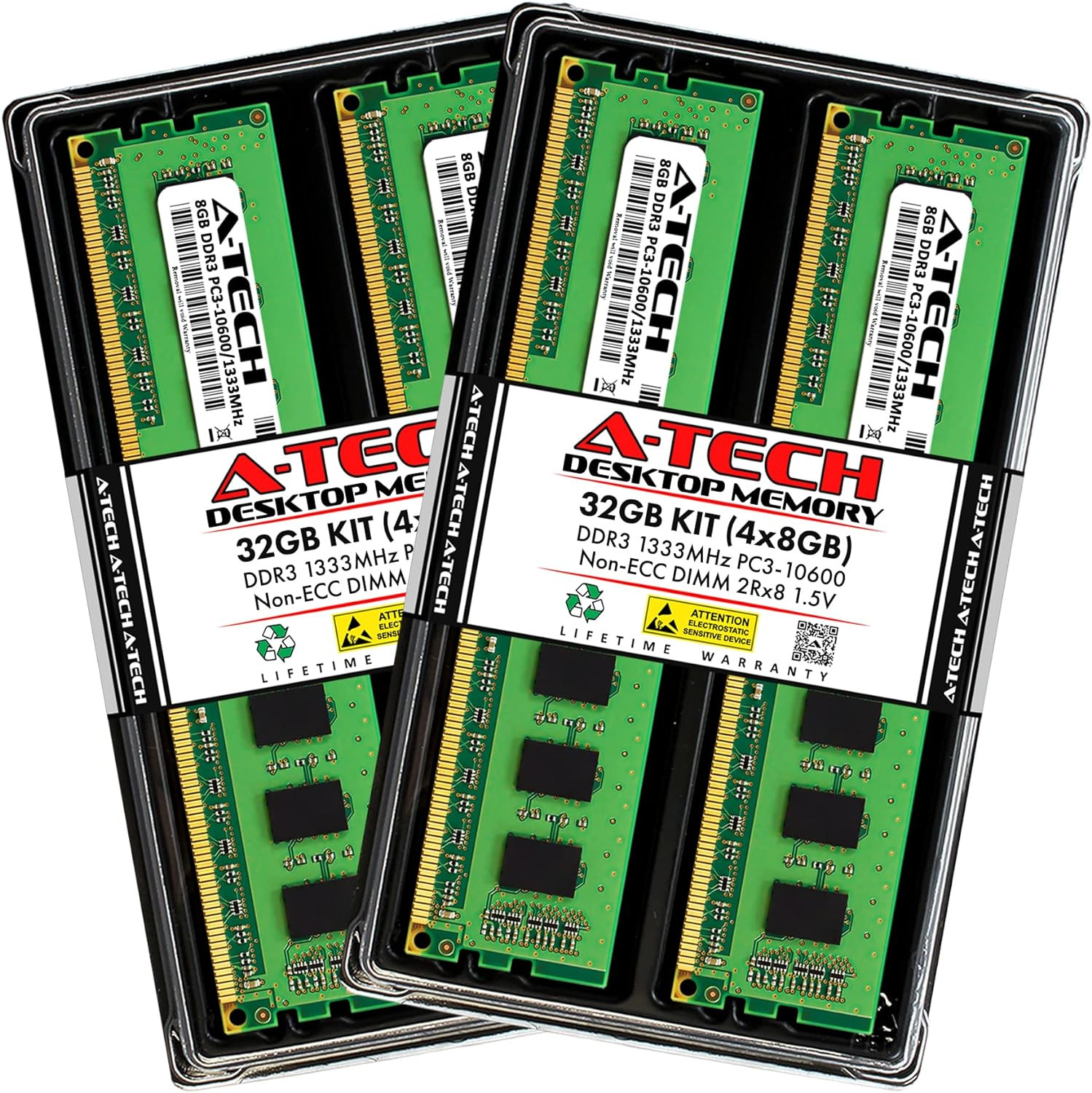 RAM 32GB Kit (4X8Gb) DDR3 1333 Mhz PC3-10600 DIMM - Desktop Computer Memory - CL