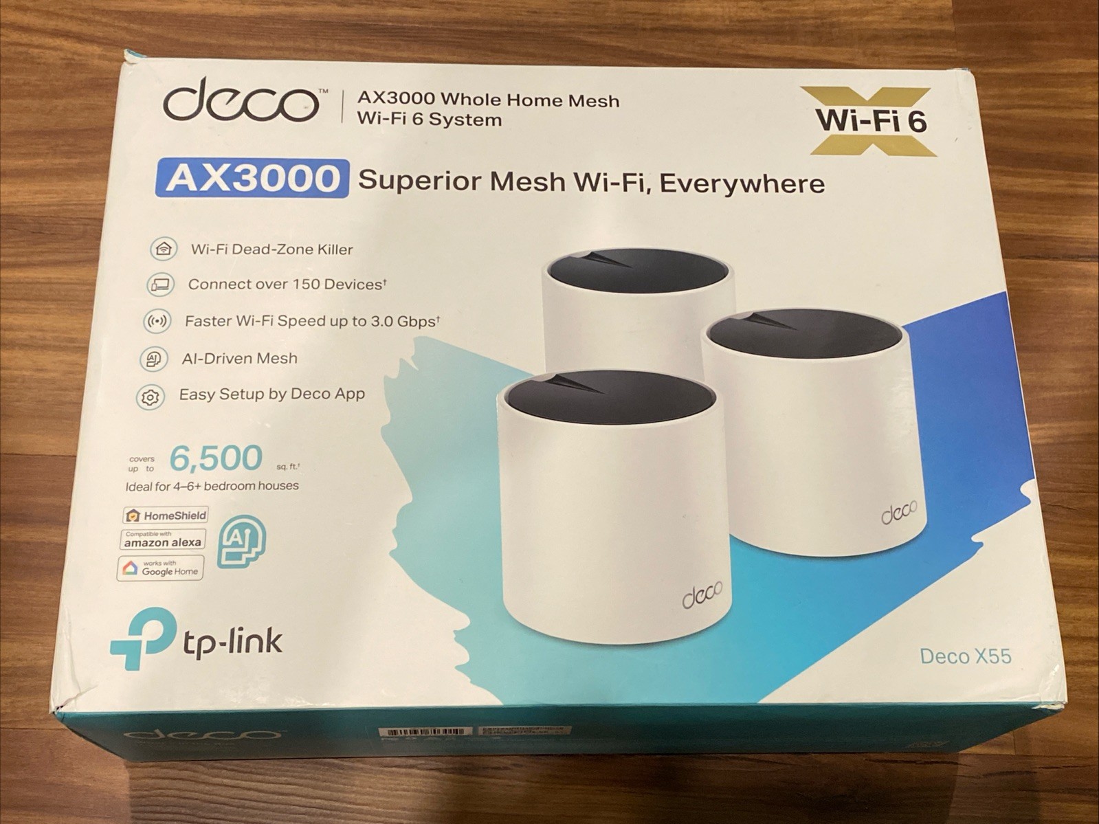 tp-link Deco AX3000 Whole Home Mesh Wi-Fi 6 System, 3 Pack (X55) New, Open Box