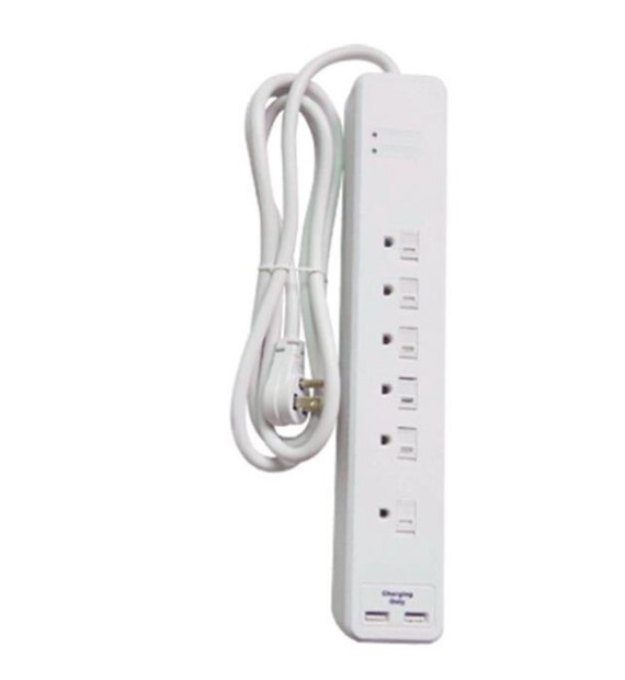 Master Electrician Surge Strip PS-672F-3A 6 Outlet with 6' Power Cord White, NEW