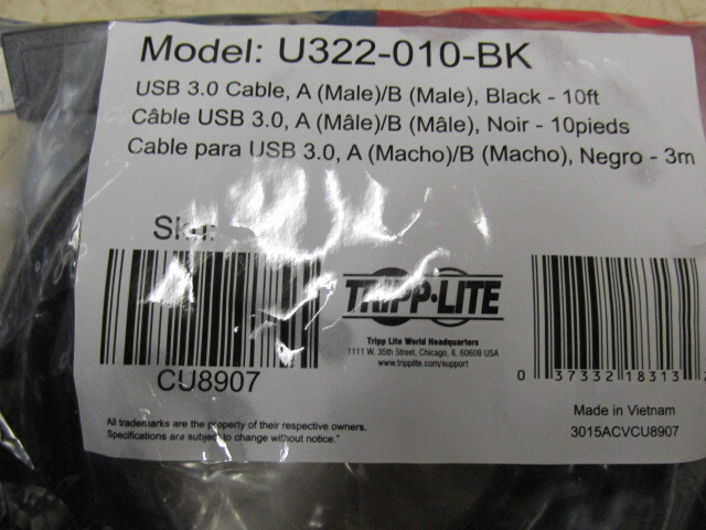 TRIPP LITE 10-Feet USB 3.0 Cable, Black (U322-010-BK, CU8907)