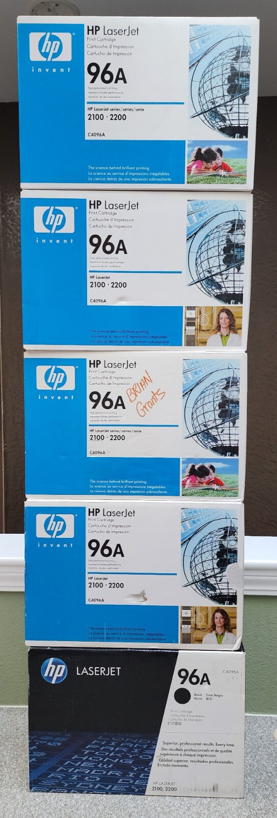 Lot of (5x)  New Sealed Genuine HP 96A (C4096A) Black Toner Cartridge