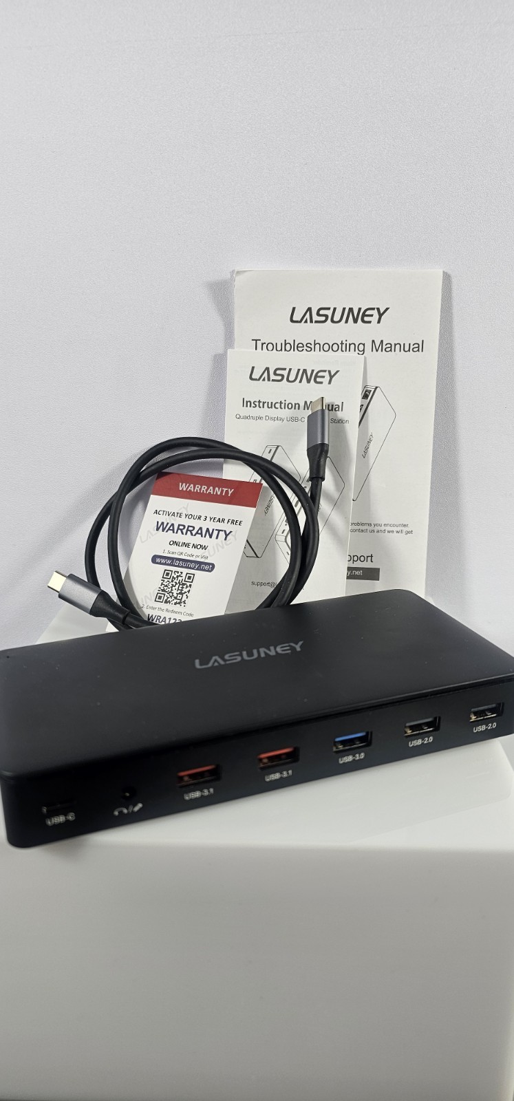 Lasuney 4K Triple Display USB-C Docking Station 15-In-1 2 HDMI VGA USB3.1 3.0