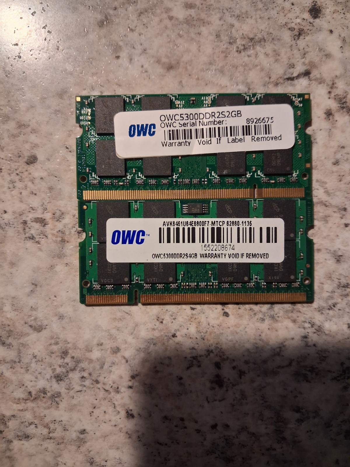 OWC 6GB (1x2GB, 1x4GB) DDR2 SO-DIMM LAPTOP MACBOOK RAM STICKS
