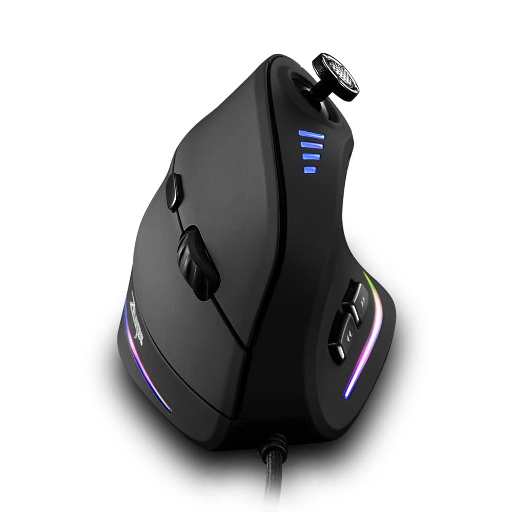 zelotes Wired Gaming Mouse with Joystick,10000DPI,11 Programmable black