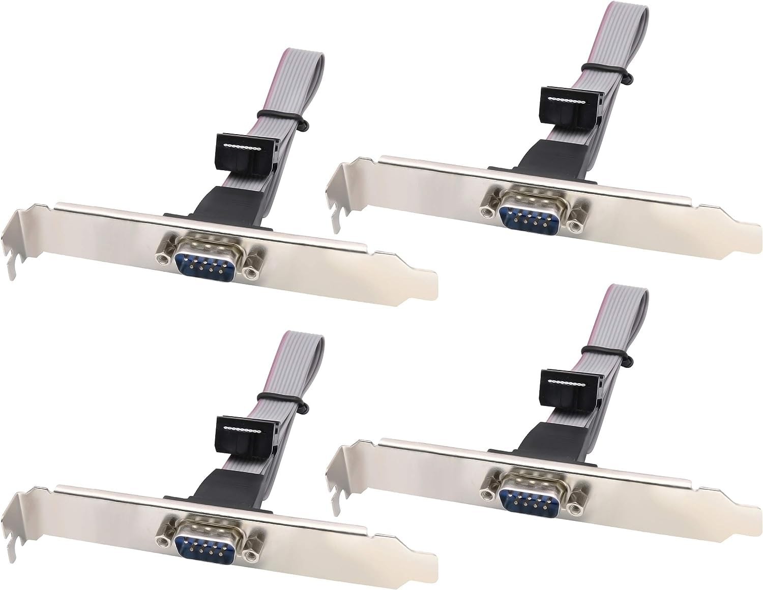 4 PCS DB9 RS232 Serial Port Bracket to 10 Pin Header Ribbon Cable 12 Inch