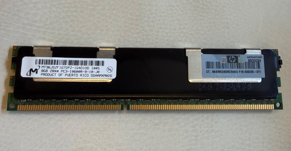 Micron MT36JSZF1G72PZ-1G4D1 8GB DDR3 1333MHz PC3-10600 RDIMM 240-Pin Memory RAM