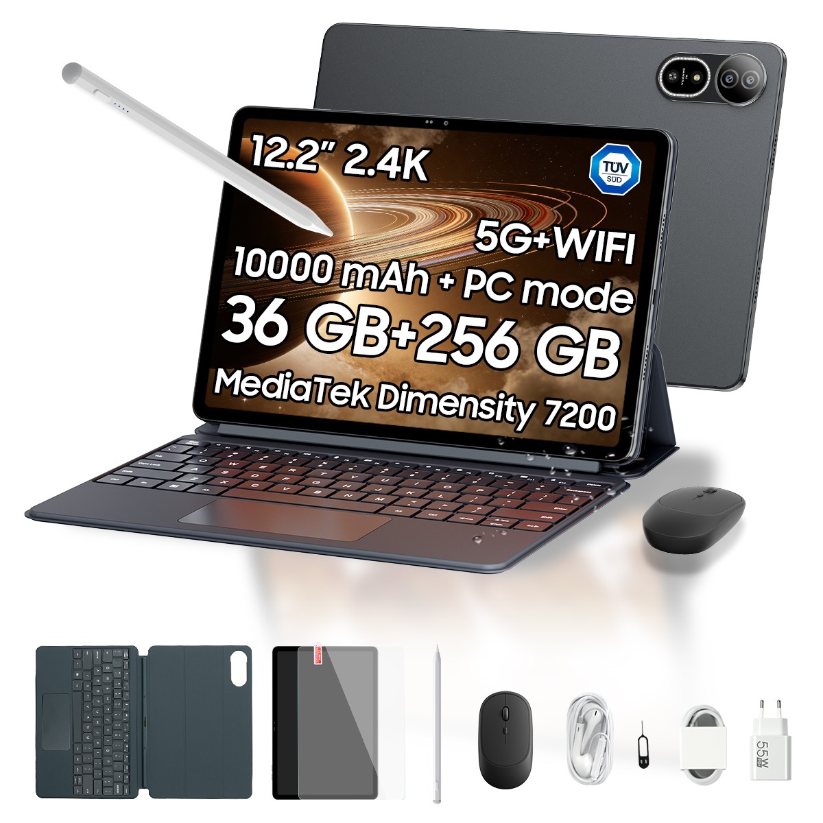 Blackview MEGA 12 5G Tablet 12.2 Inch 36GB+256GB 10000mAh 55W Android LTE Wifi