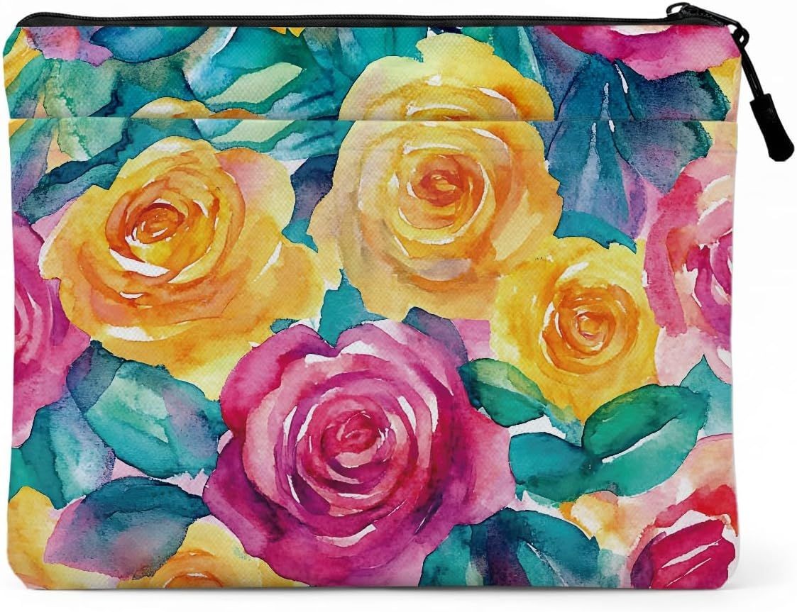 13.3 inch Laptop Case, Elegant Watercolor Floral Print Laptop Sleeve with Pocket