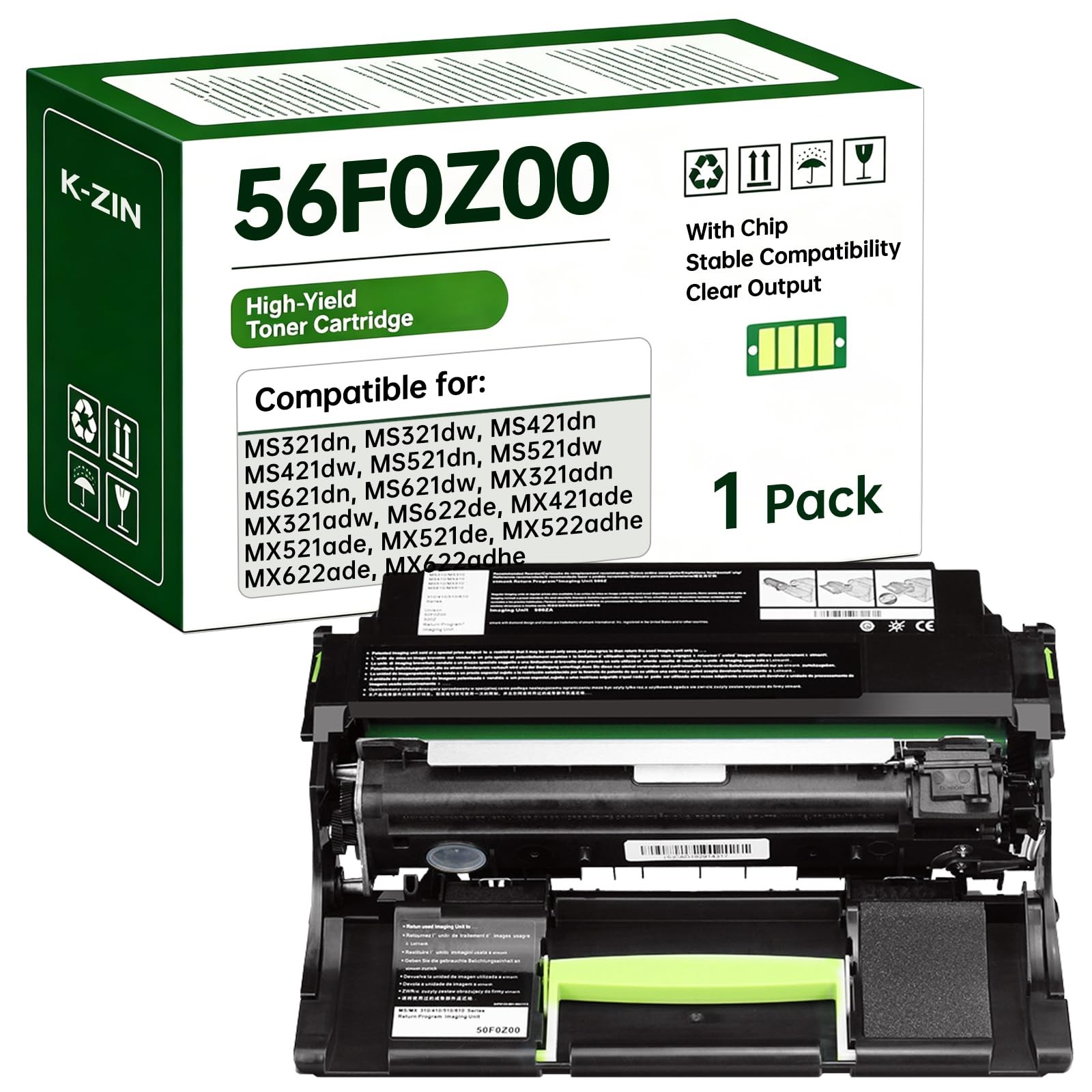 K-ZIN 56F0Z00 Imaging Unit Compatible with Lexmark MS321 MS321dn