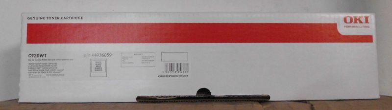 Genuine Oki 44036059 Toner White White C920WT C920 8,000 Pages Original Box A