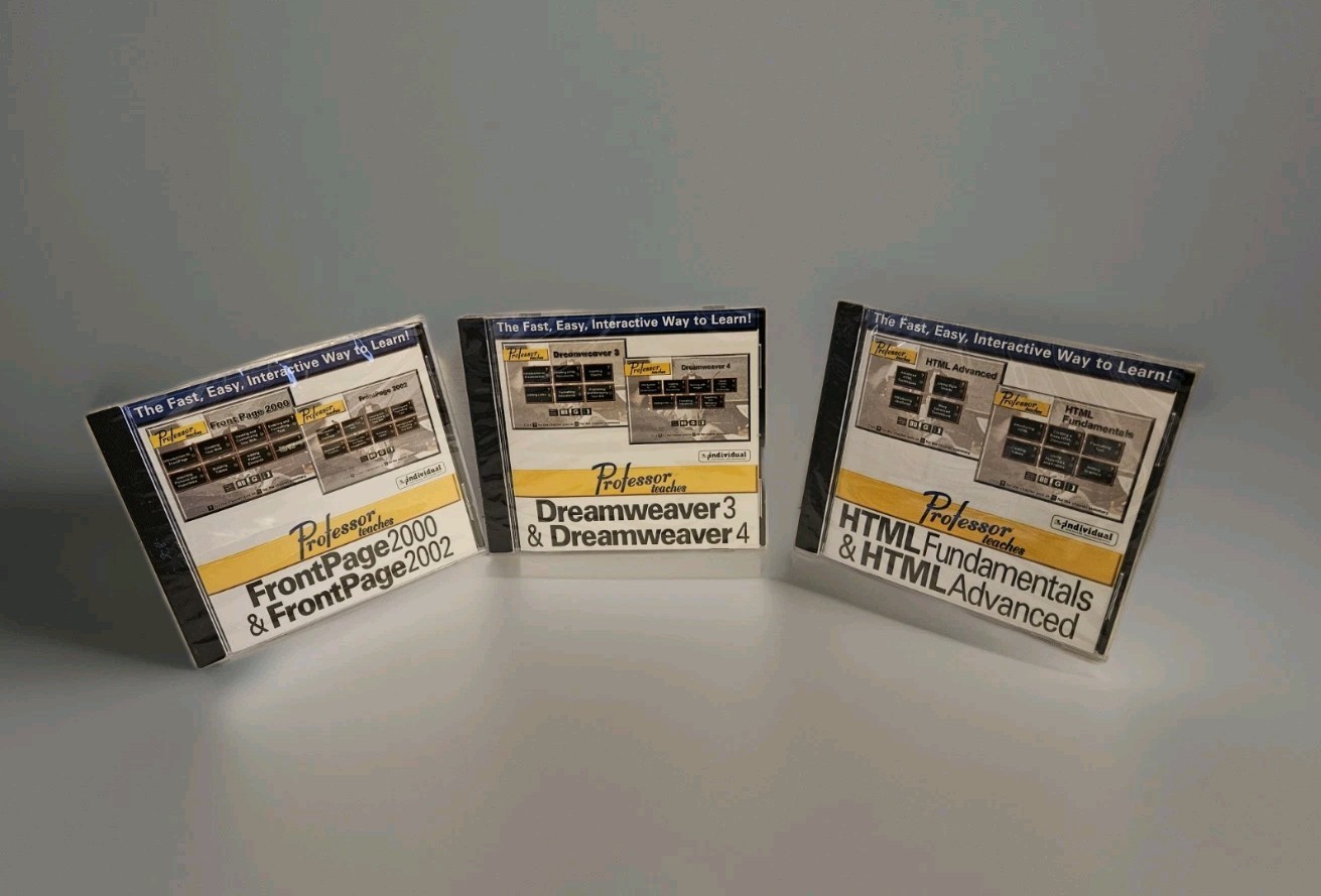 Professor Teaches - FrontPage Dreamweaver and HTML - For PC CD-ROM New Lot Of 3