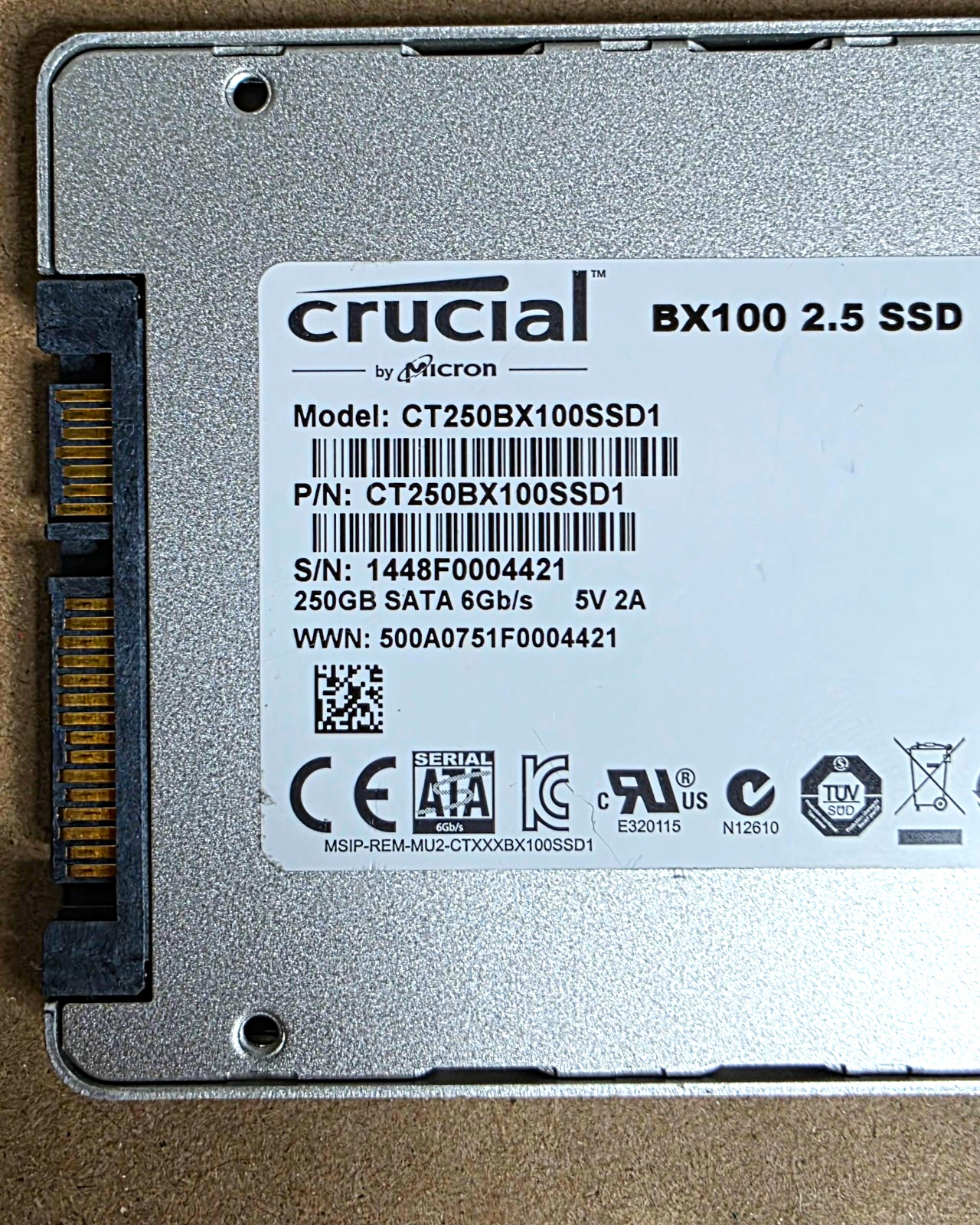 Crucial BX100 250GB 2.5" SATA III SSD CT250BX100SSD1 100% Health Tested
