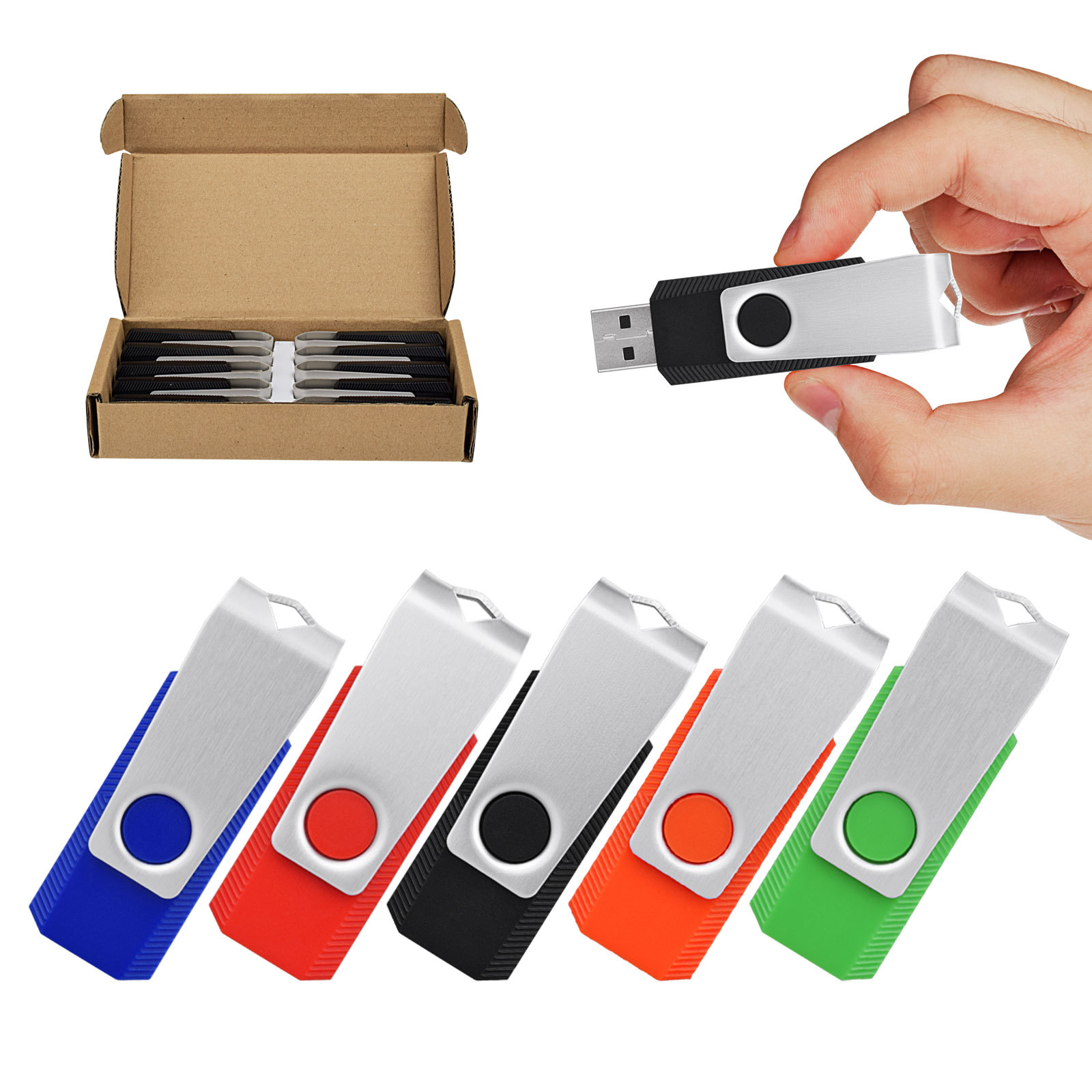 10PCS USB 2.0 Flash Drive Thumb Pen Drives Rotating Memory Sticks U Disk Storage