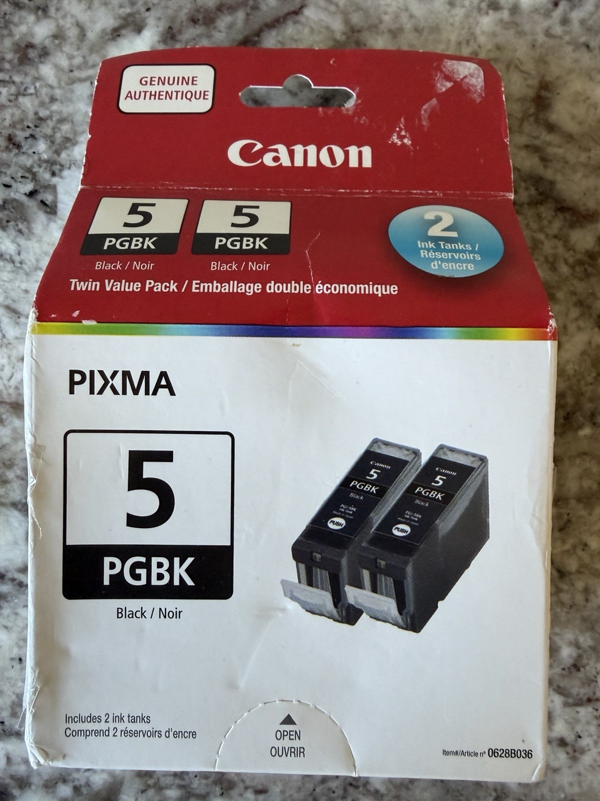 Genuine Canon PGI-5 PGBK Black Ink Cartridges Twin Value Pack (0628B036) NEW