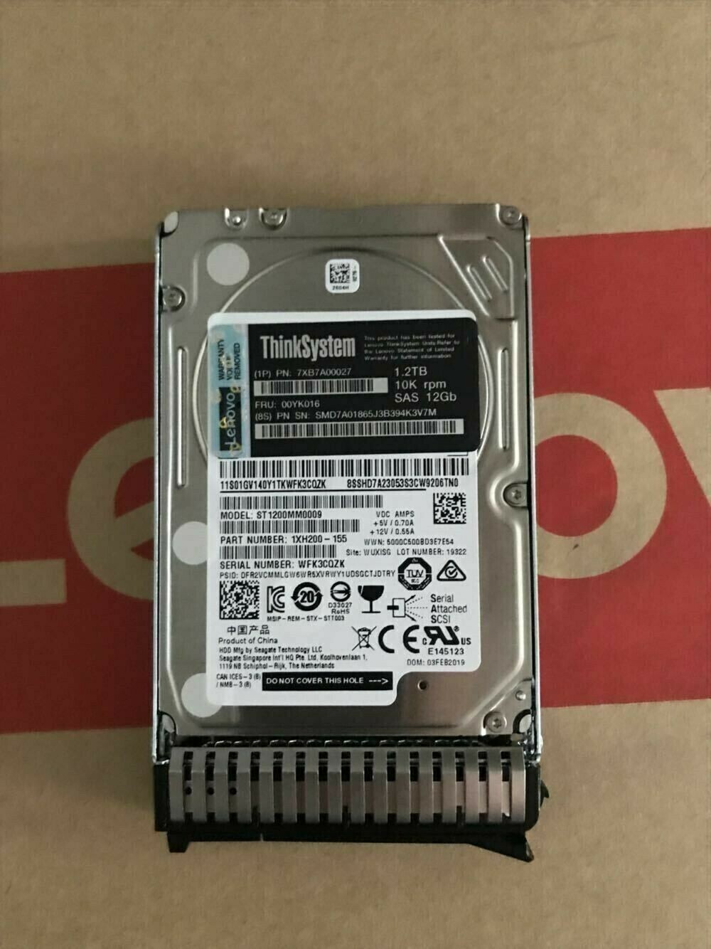 00YK016 FOR Lenovo ThinkSystem 1.2TB 10K SAS 12G 512N 2.5in HDD 7XB7A00027