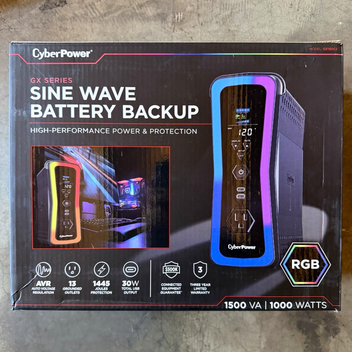 CyberPower GX1500C2 Sine Wave UPS 1500VA/1000W AVR 13-Out RGB