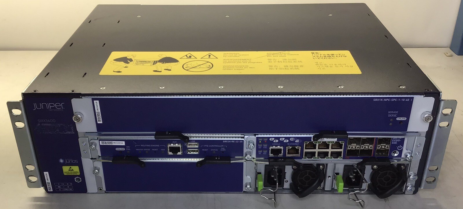 Juniper Networks SRX1400 Services Gateway w/1x SRX1K-RE-12-10 + 2x PSU SRX 1400
