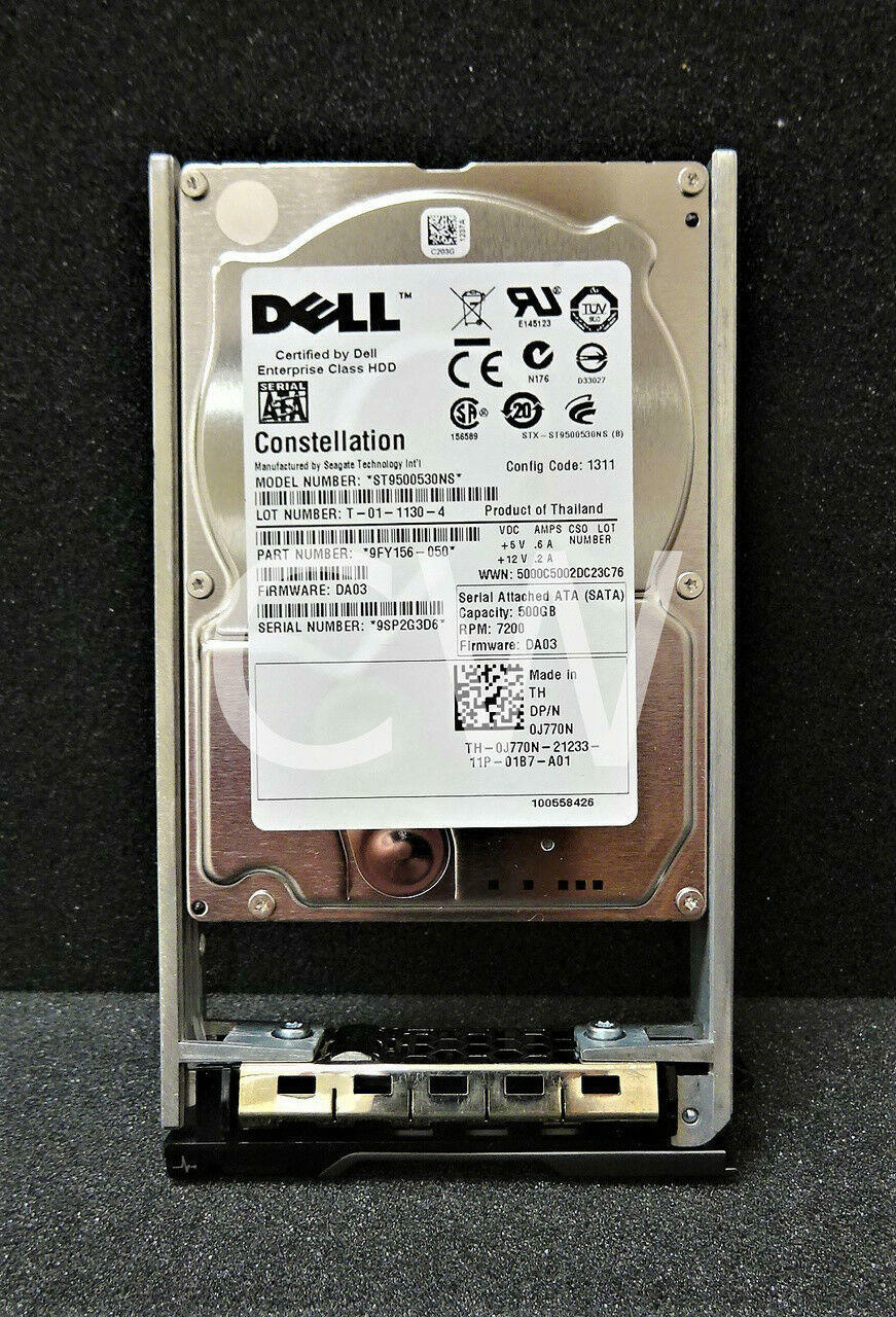 J770N ST9500530NS Dell 500GB 7200RPM 3Gbps 2.5"SATA SERVERHDD Hard Drive W/RTray