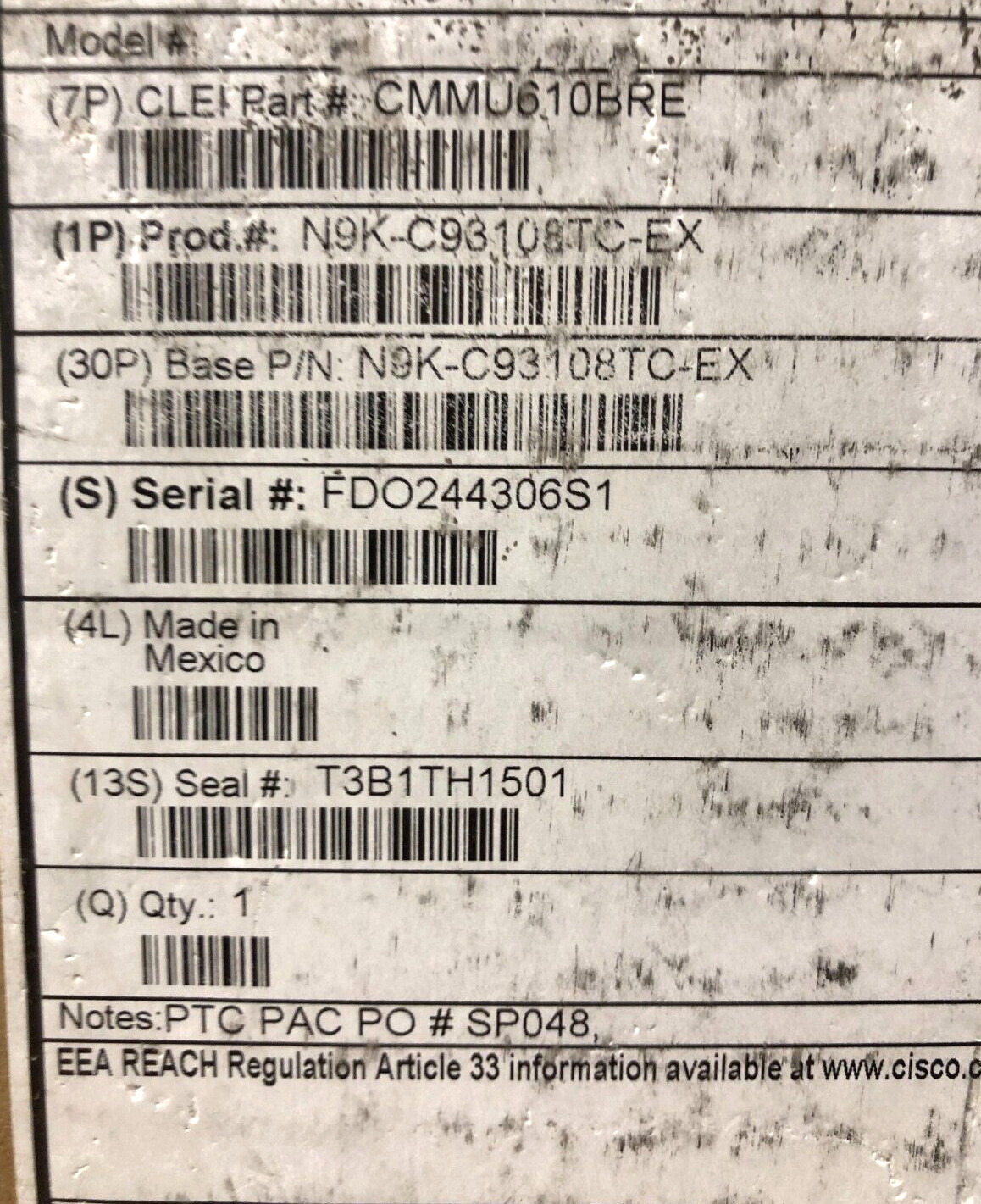 CISCO N9K-C93108TC-EX NEXUS SWITCH / Nexus 9000 Series / FACTORY SEALED