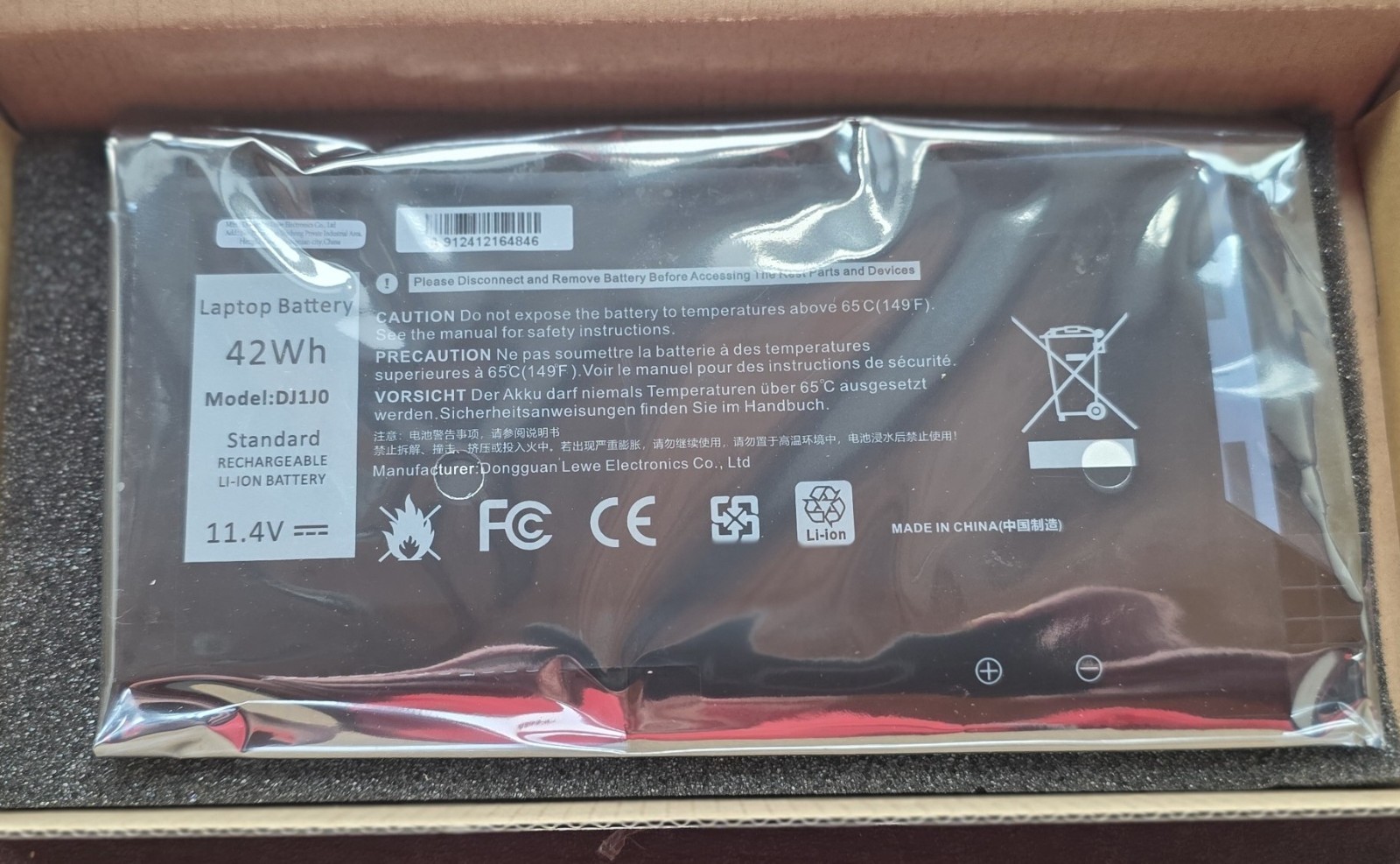 Dell DJ1J0 PGFX4 42Wh Battery For Dell Latitude - Sealed package New