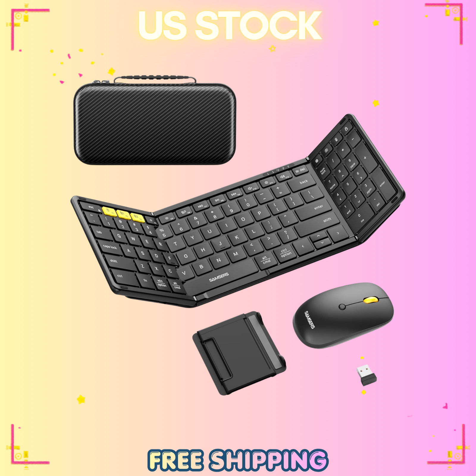 Foldable Keyboard and Mouse,Folding Bluetooth Keyboard Combo