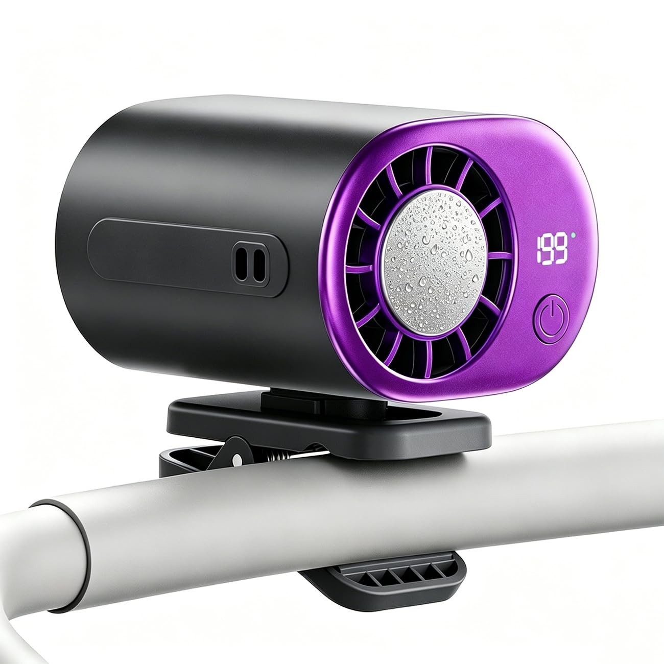 Car Clip on Air Conditioner Fan, Portable On Fan with LED Mini, Black