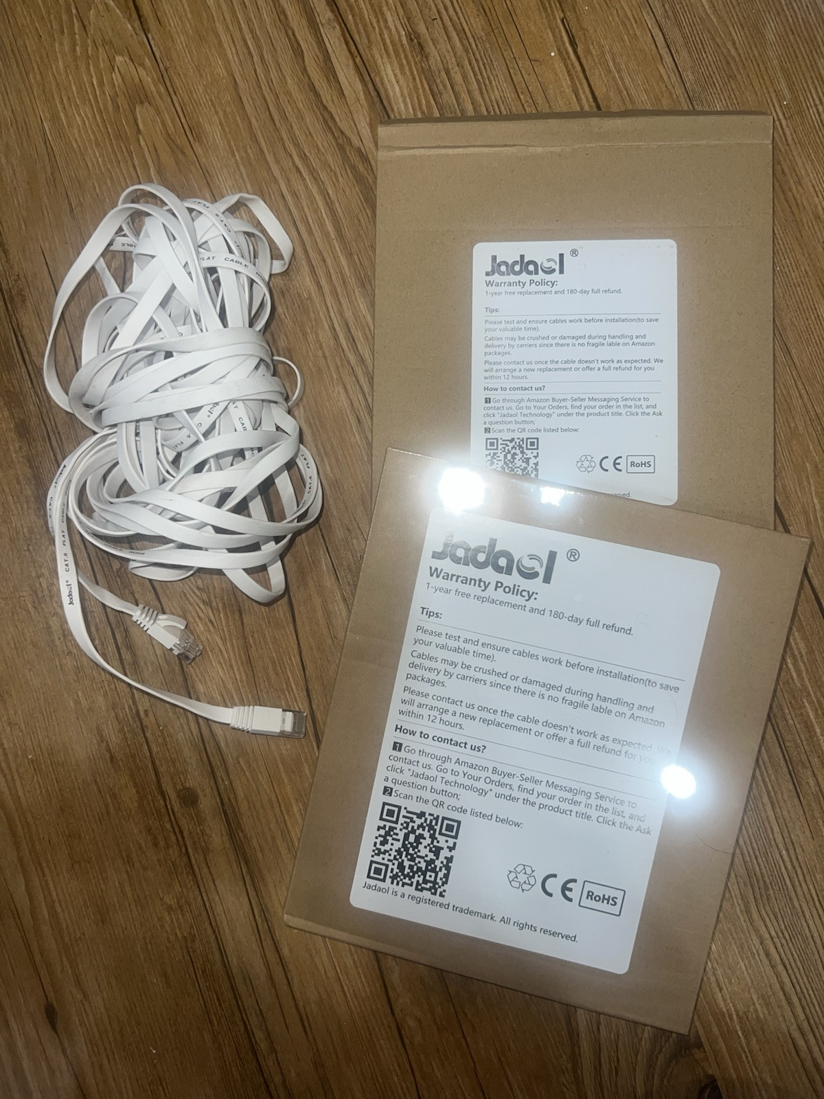 Jadaol Cat 6 Ethernet Cables Wires 50 Ft & 30 Ft NEW Two Cables