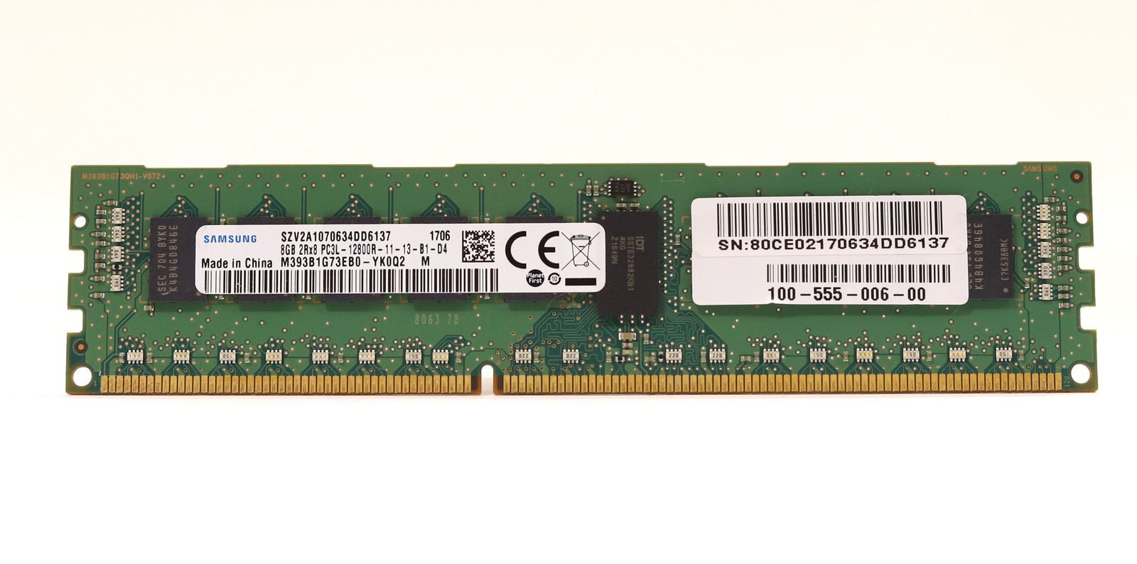 Samsung 8GB 2Rx8 PC3L-12800R-11-13-B1-D4 ECC REG Server RAM M393B1G73EB0-YK0Q2