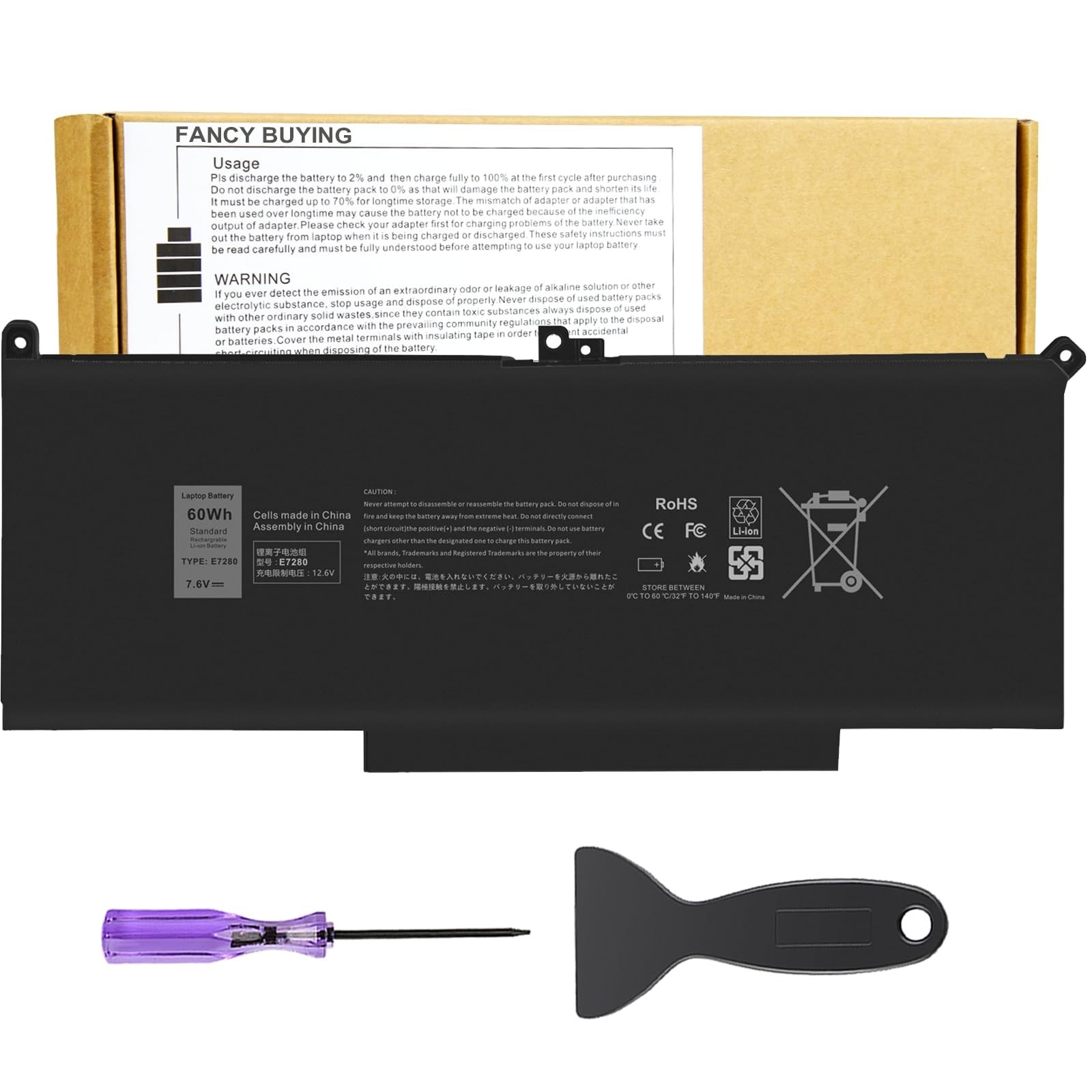60Wh Laptop Battery for Dell Latitude 12/13/14 Series - High Capacity Replacemen