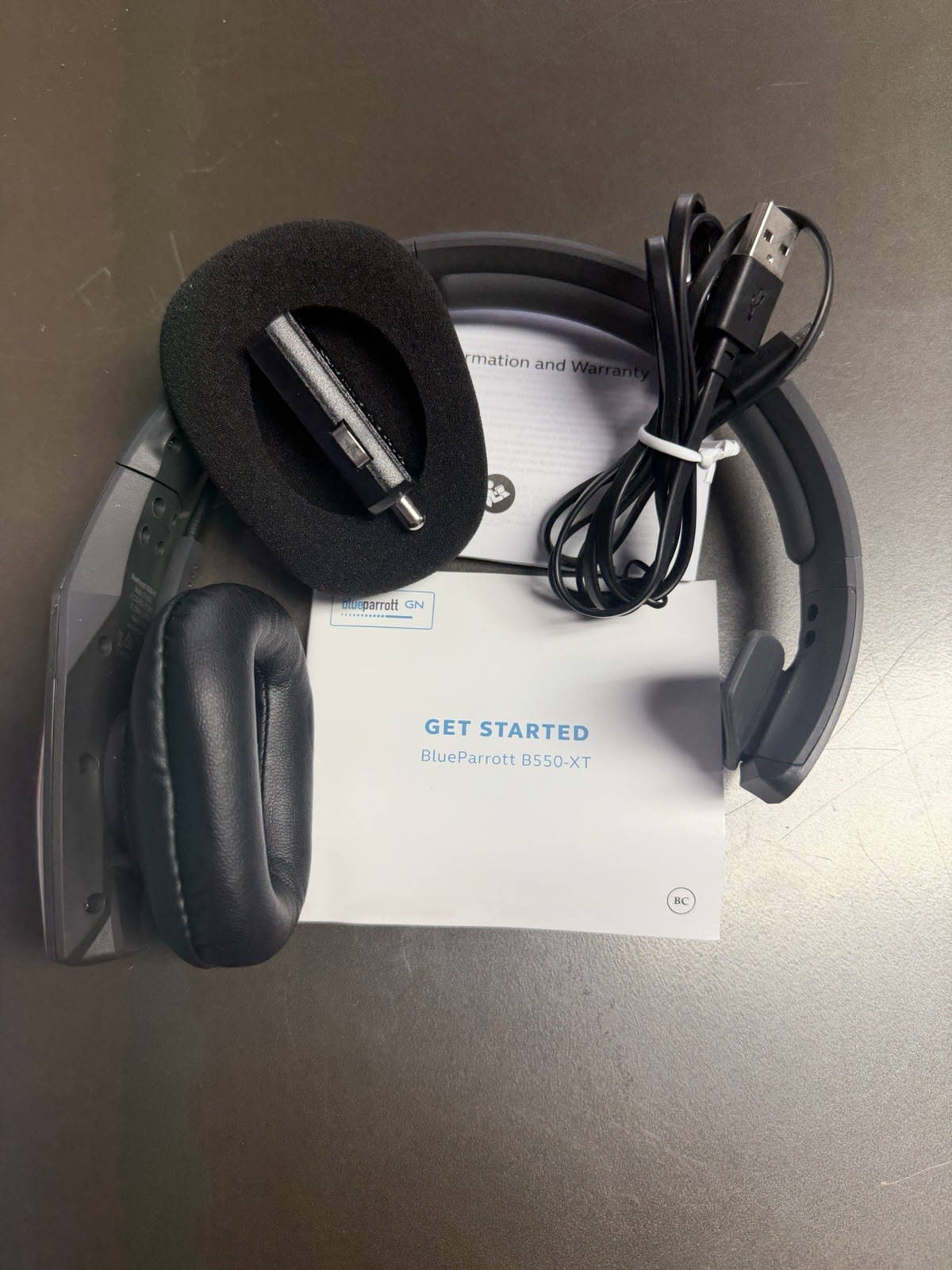 BlueParrott B550-XT Bluetooth USB Single Ear Headband Boom Mic Black Headset