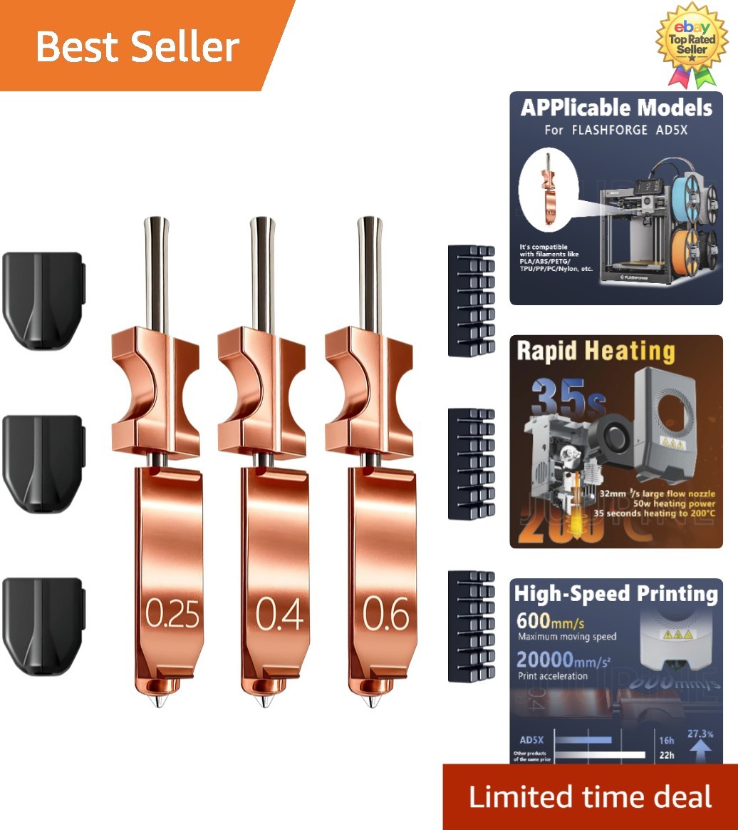 Upgraded Flashforge AD5X Nozzle Kit: Fast Change, High Temp, Steel Durability