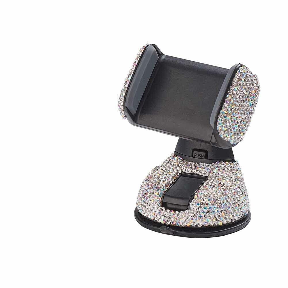 Universal Suction Cup Crystal White Diamond Smartphone Mount Holder adjustable
