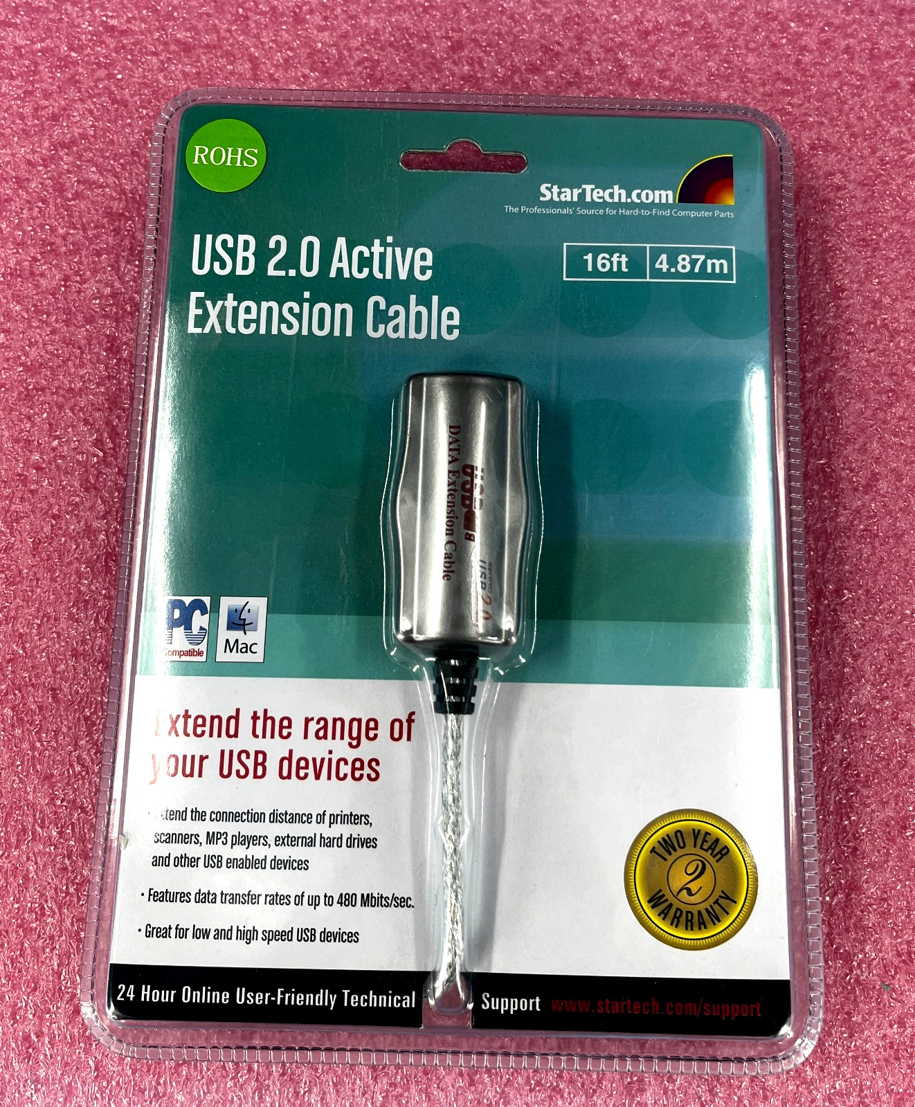 *StarTech 15 ft USB 2.0 Active Extension Cable - M/F (USB2FAAEXT15) New in box*