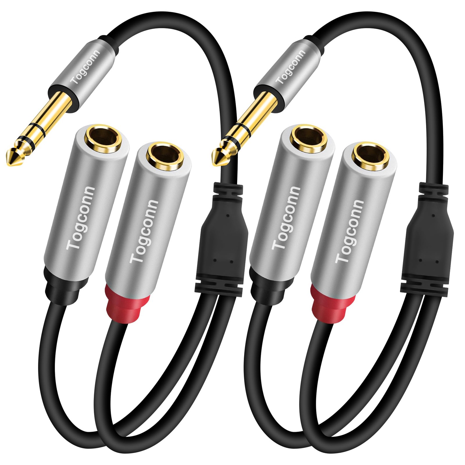 Togconn 2-Pack 1/4 inch TRS 2 Pack, 6.35mm Male to Dual Female