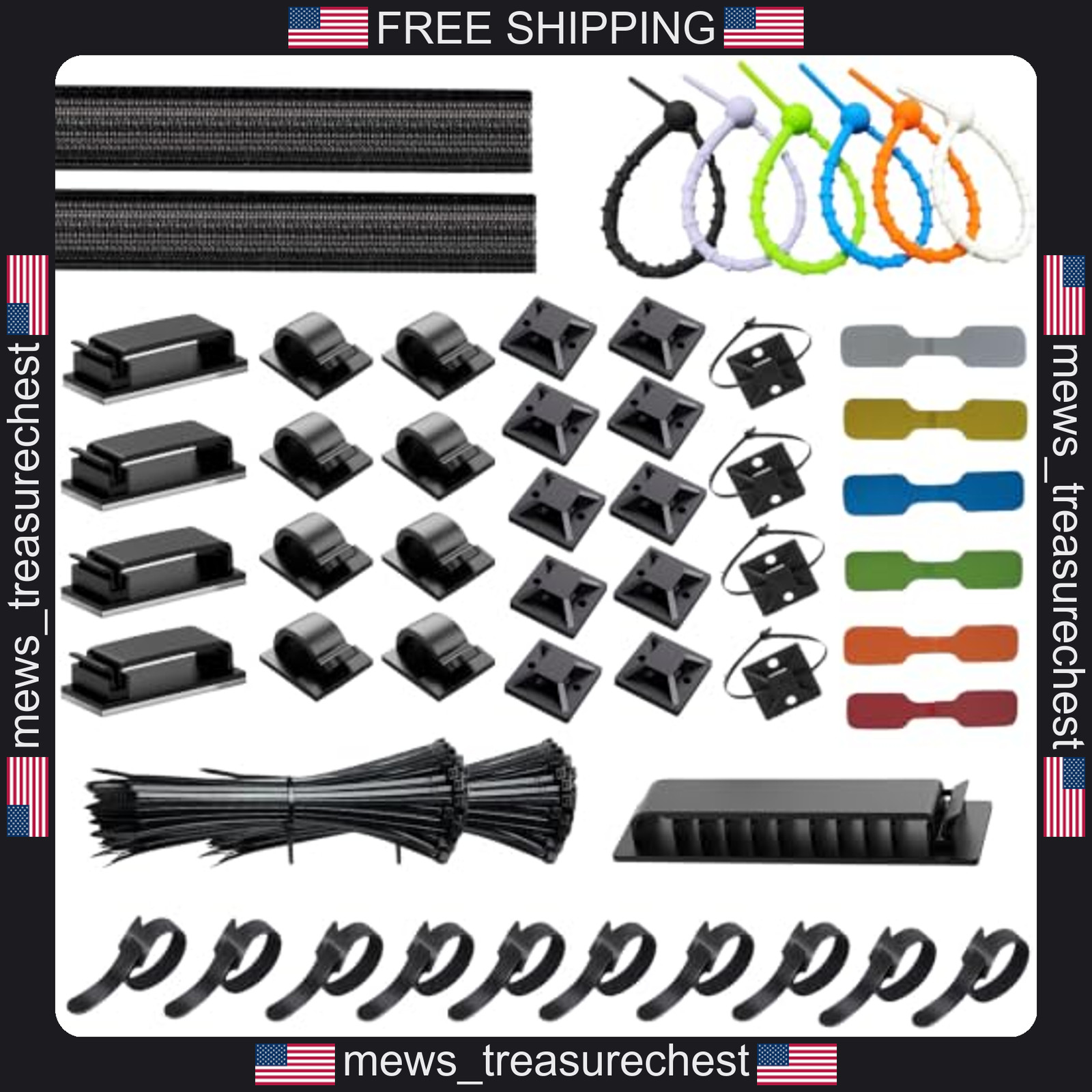 Cable Management Kit 261Pcs for Desk, PC, Gaming, TV Black