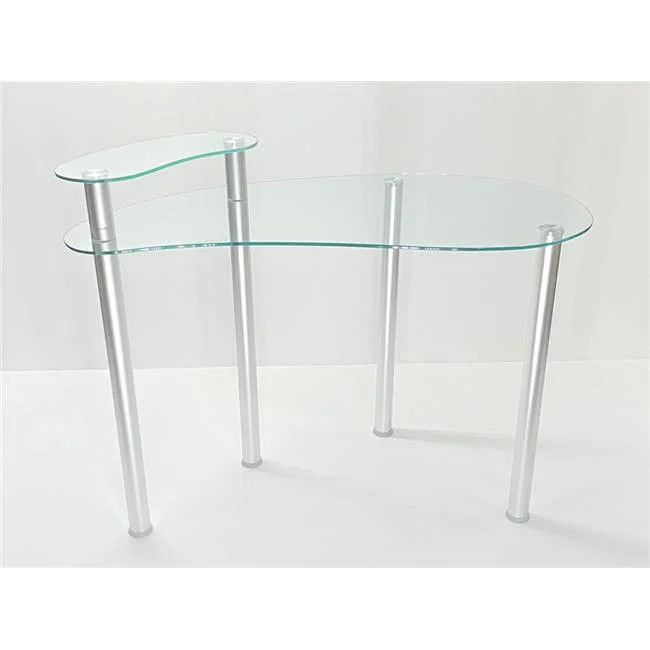 29.5 x 45.3 x 23.7 in. Tier One Designs Clear Glass Corner Computer Desk with...