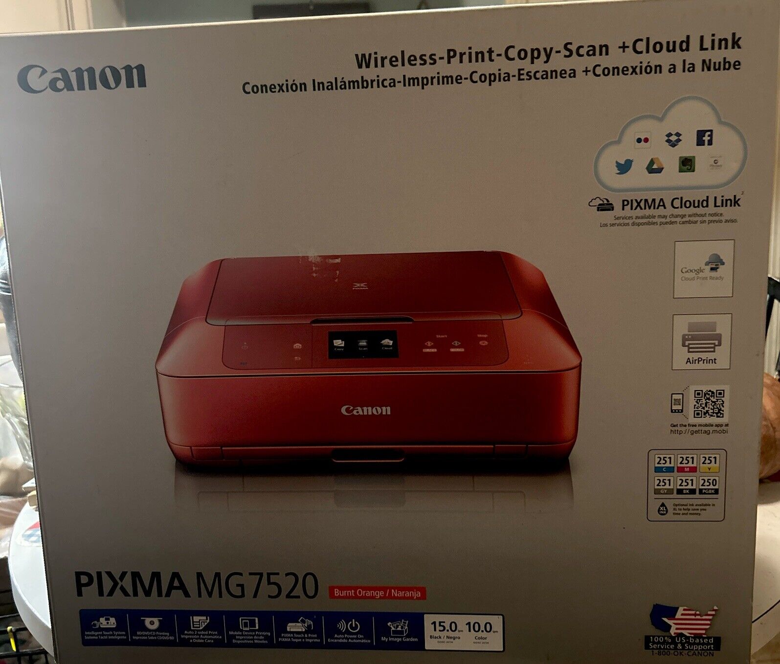 Canon Pixma MG7520 Wireless-Print-Copy-Scan+iCloud burnt Orange Sealed New