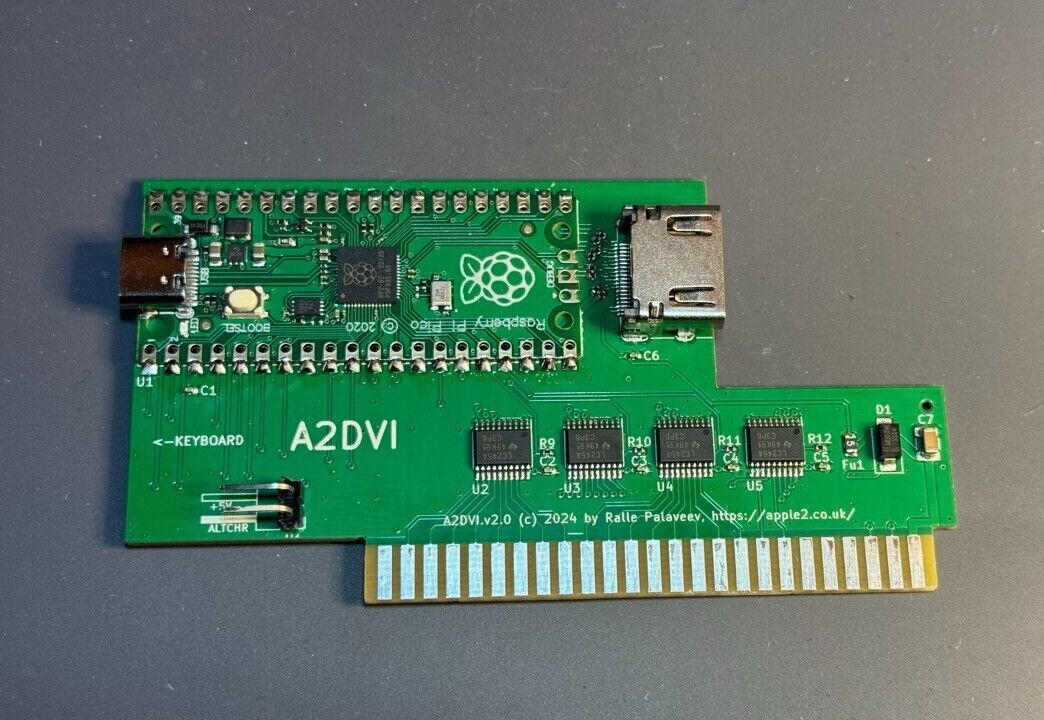 A2DVI digital video HDMI card for Apple II, II+, IIe computers, v2.0
